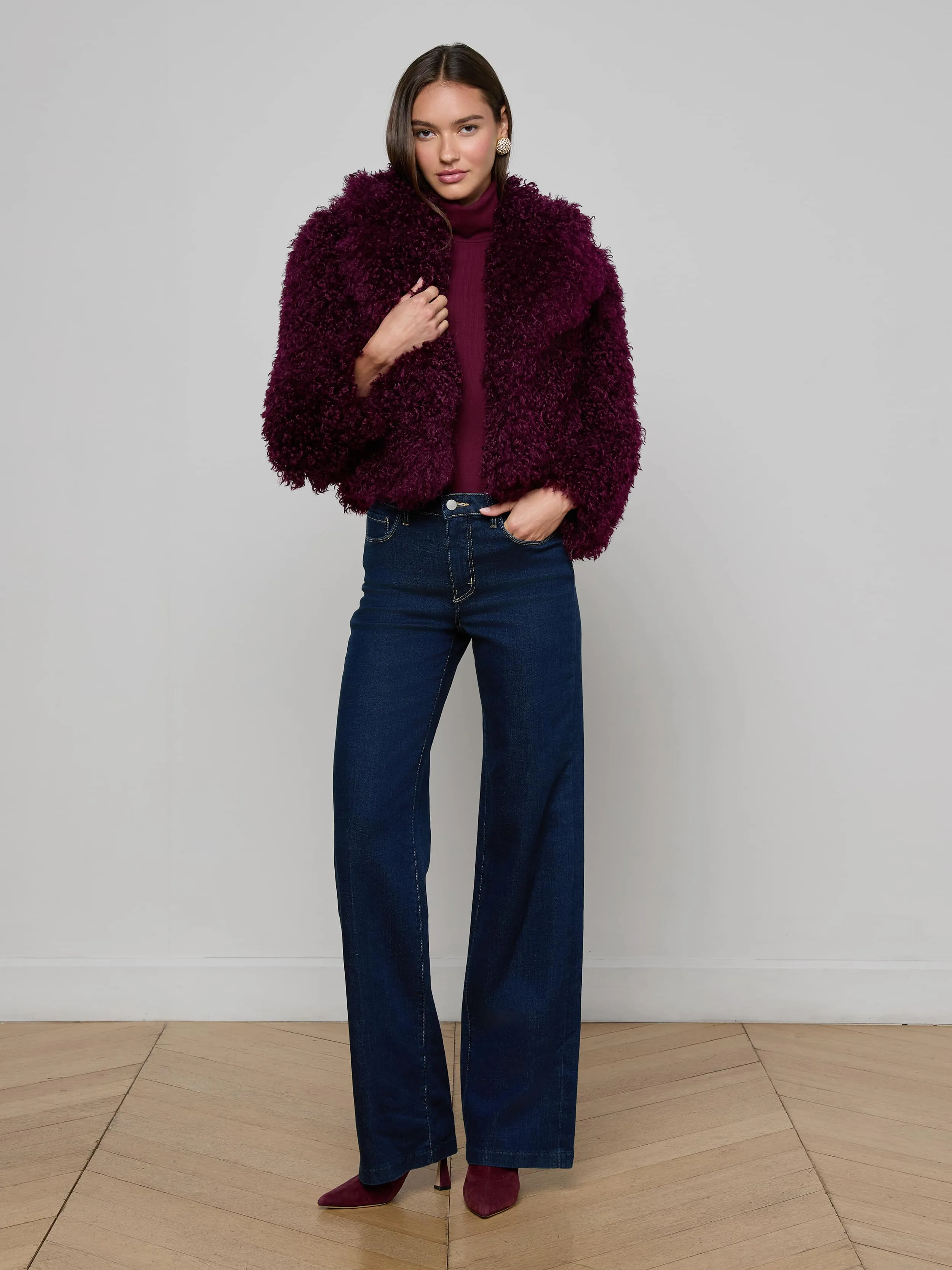 Aura Cropped Faux Fur Jacket sold by L'AGENCE product image thumbnail 3