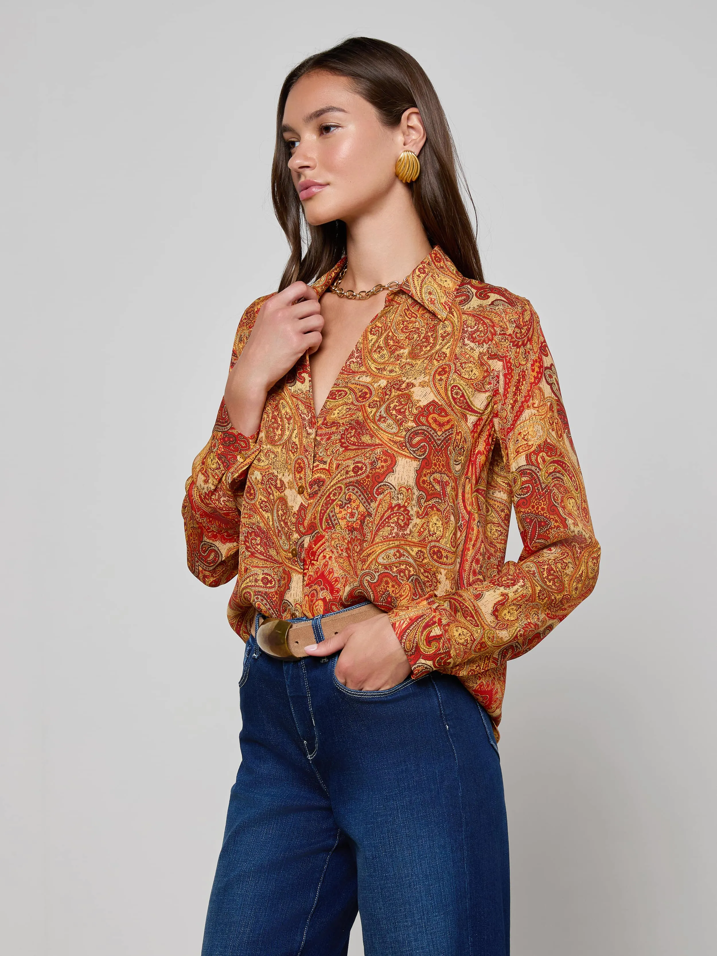 Nina Silk Blouse sold by L'AGENCE product image thumbnail 2