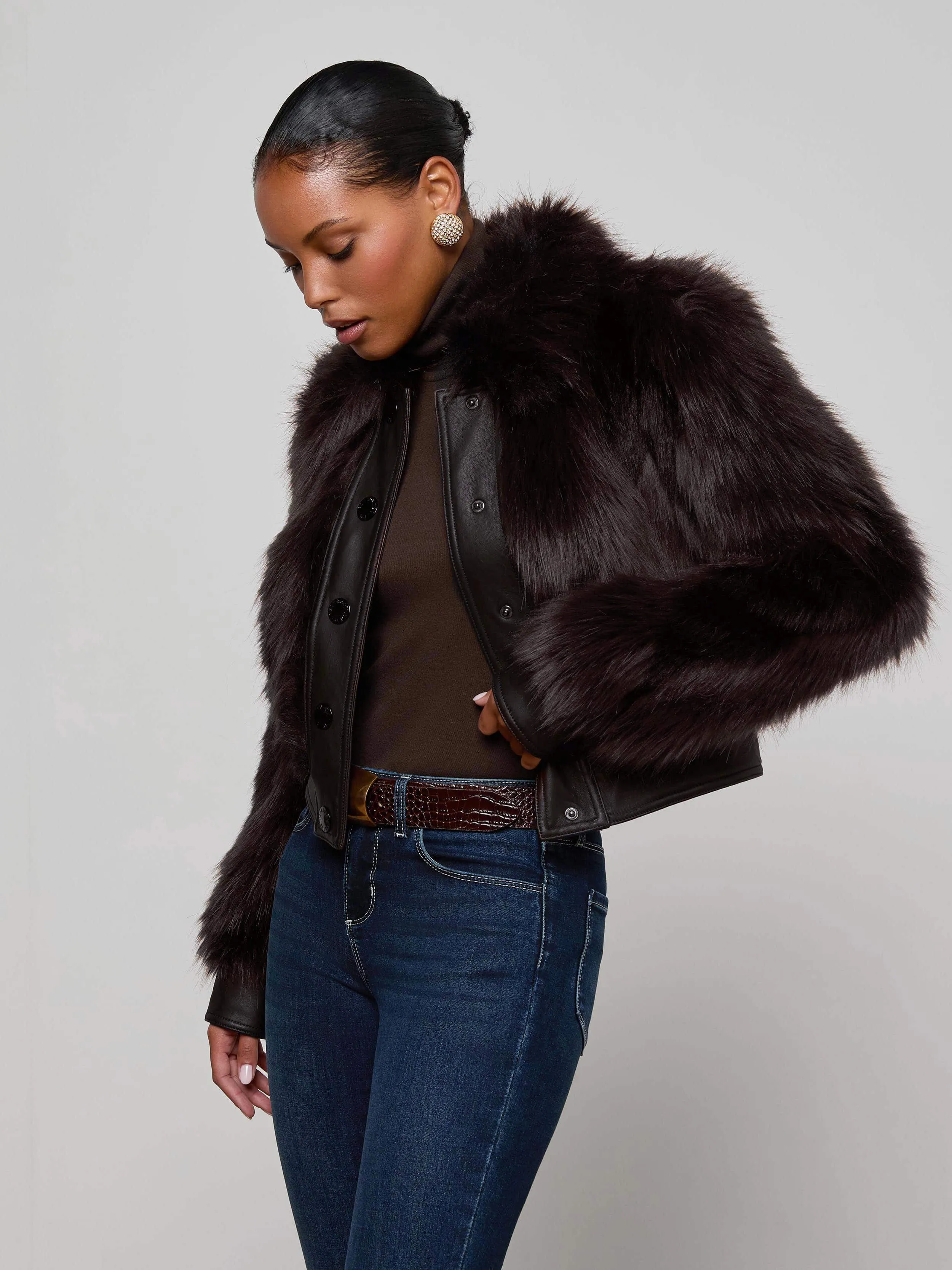 Claira Faux Fur Jacket sold by L'AGENCE product image thumbnail 2