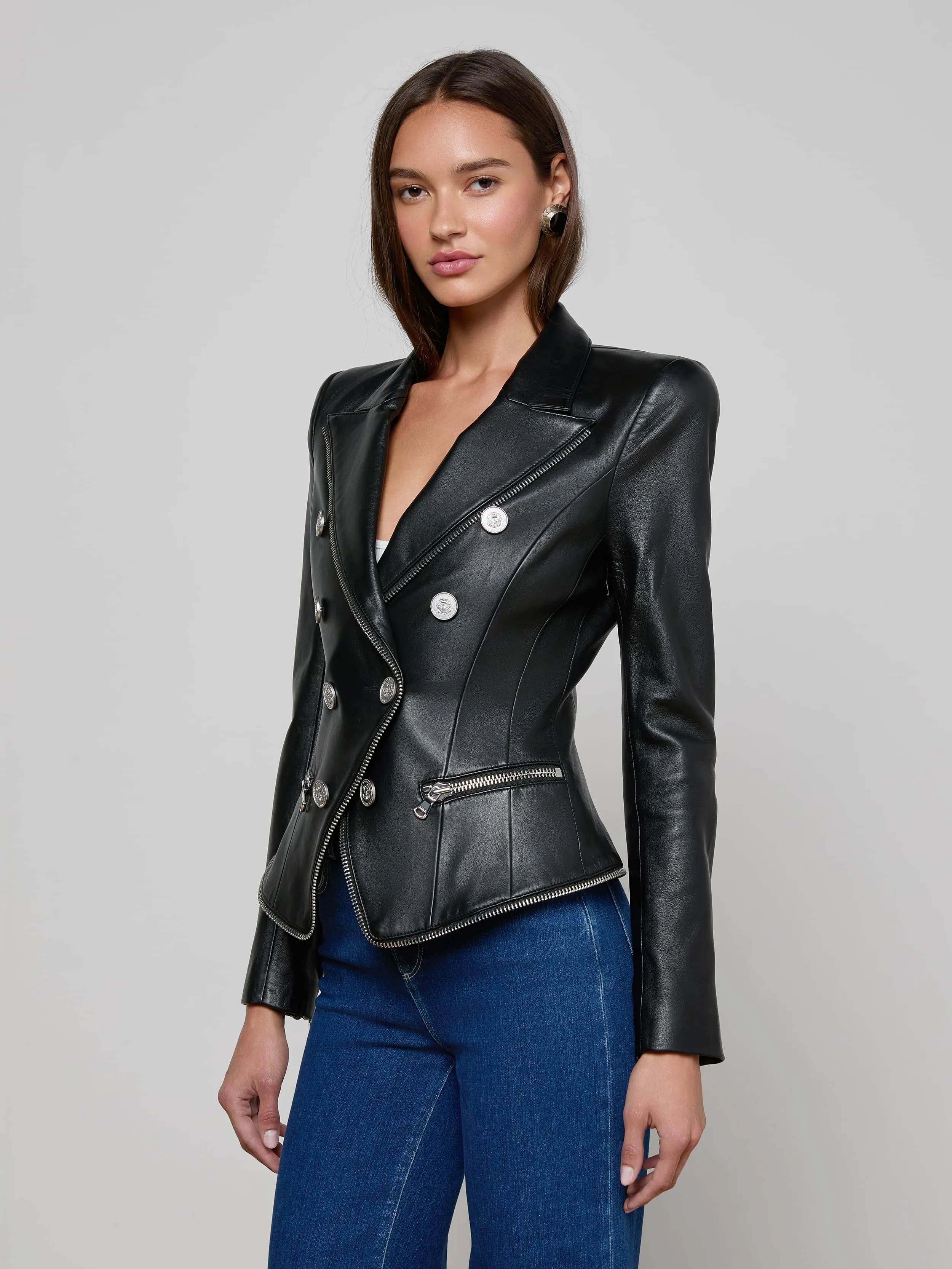 Ottilie Leather Blazer sold by L'AGENCE product image thumbnail 2