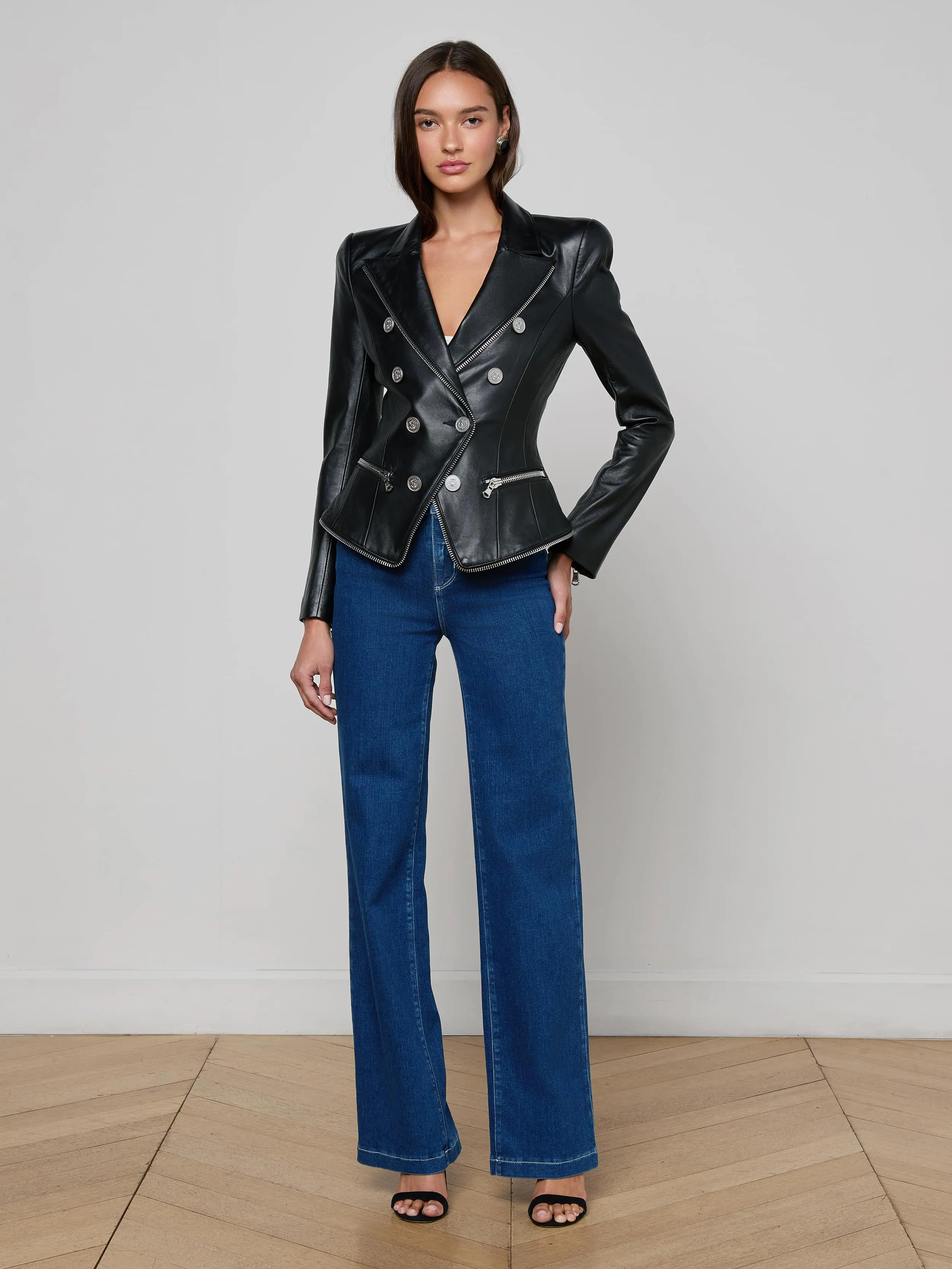 Ottilie Leather Blazer sold by L'AGENCE product image thumbnail 3
