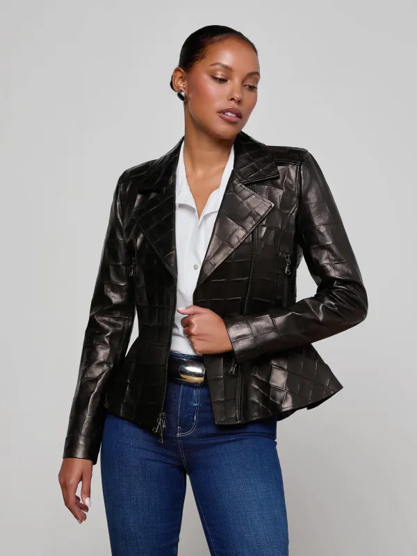 Lyric Leather Peplum Jacket sold by L'AGENCE