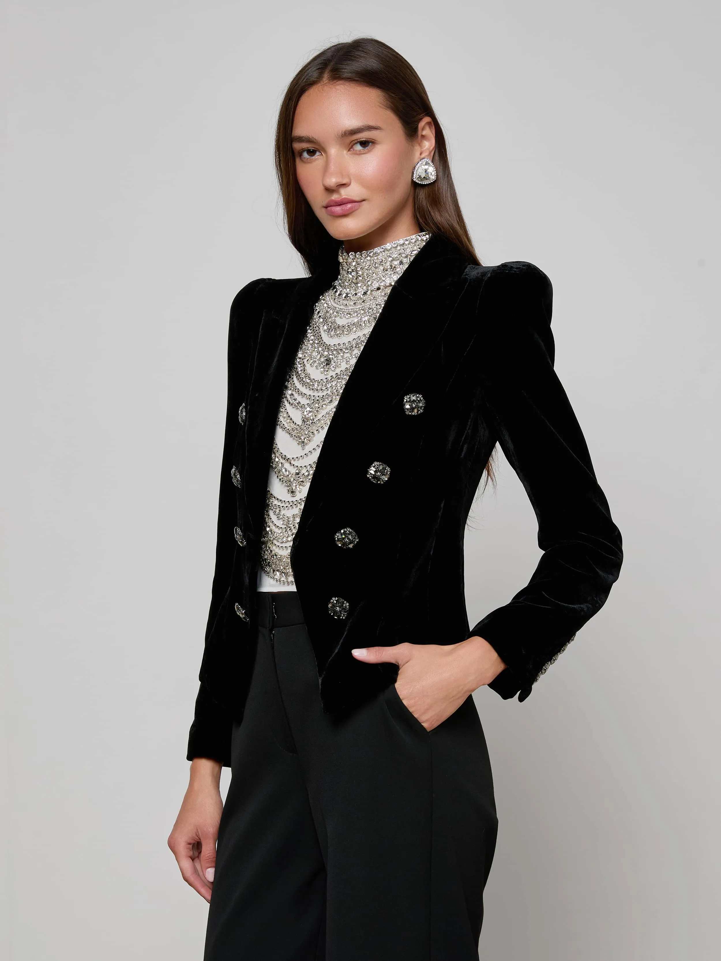 Bethany Velvet Blazer sold by L'AGENCE product image thumbnail 2
