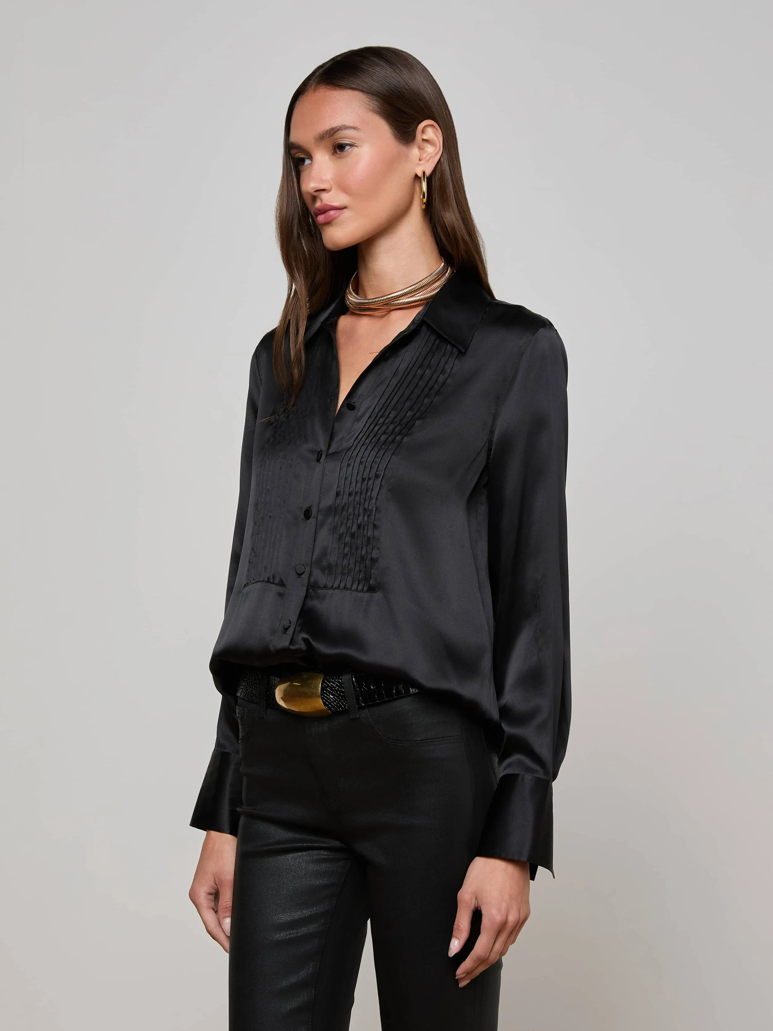 Divya Silk Shirt sold by L'AGENCE product image thumbnail 2