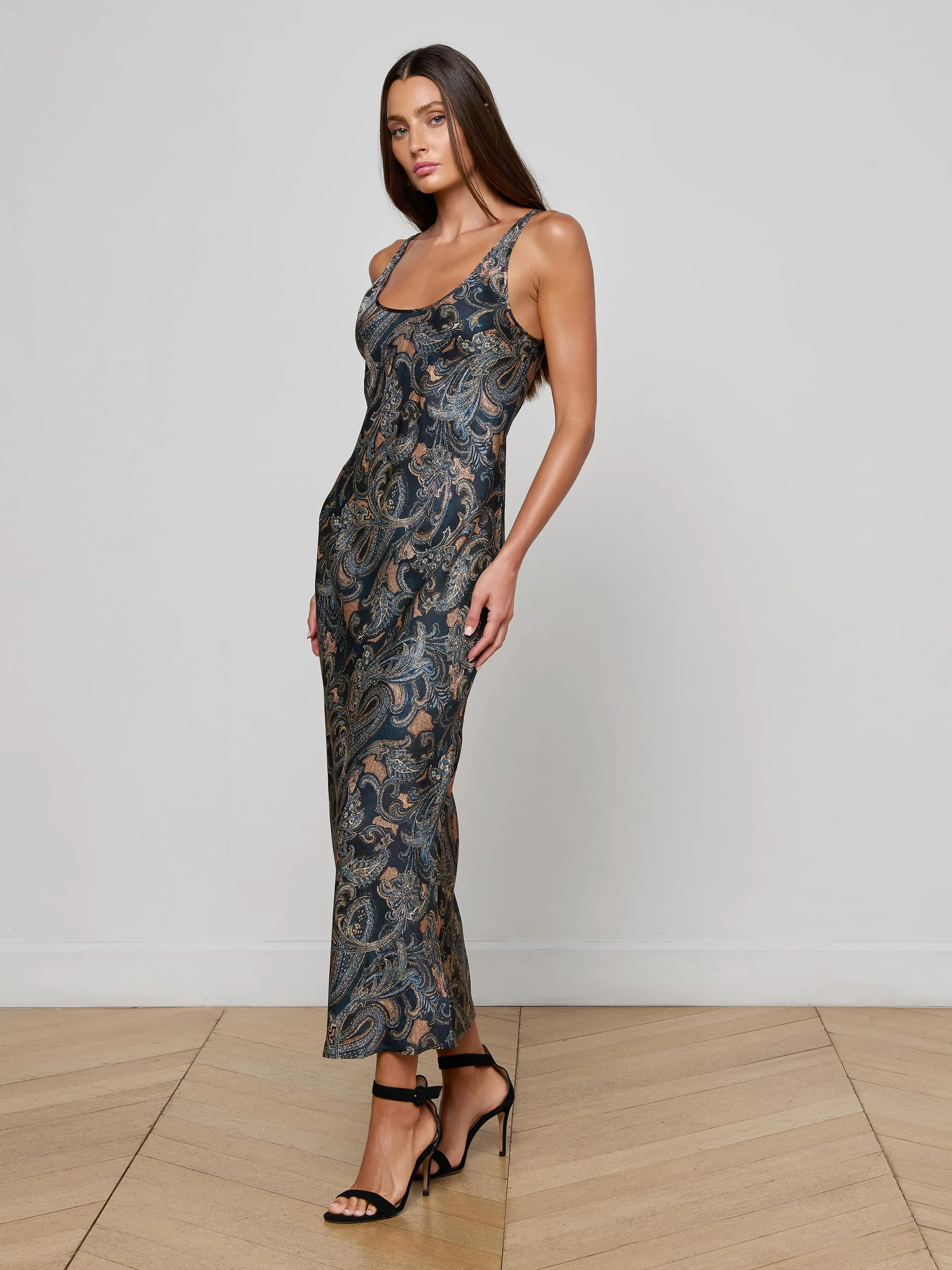 Akiya Satin Maxi Dress sold by L'AGENCE product image thumbnail 3