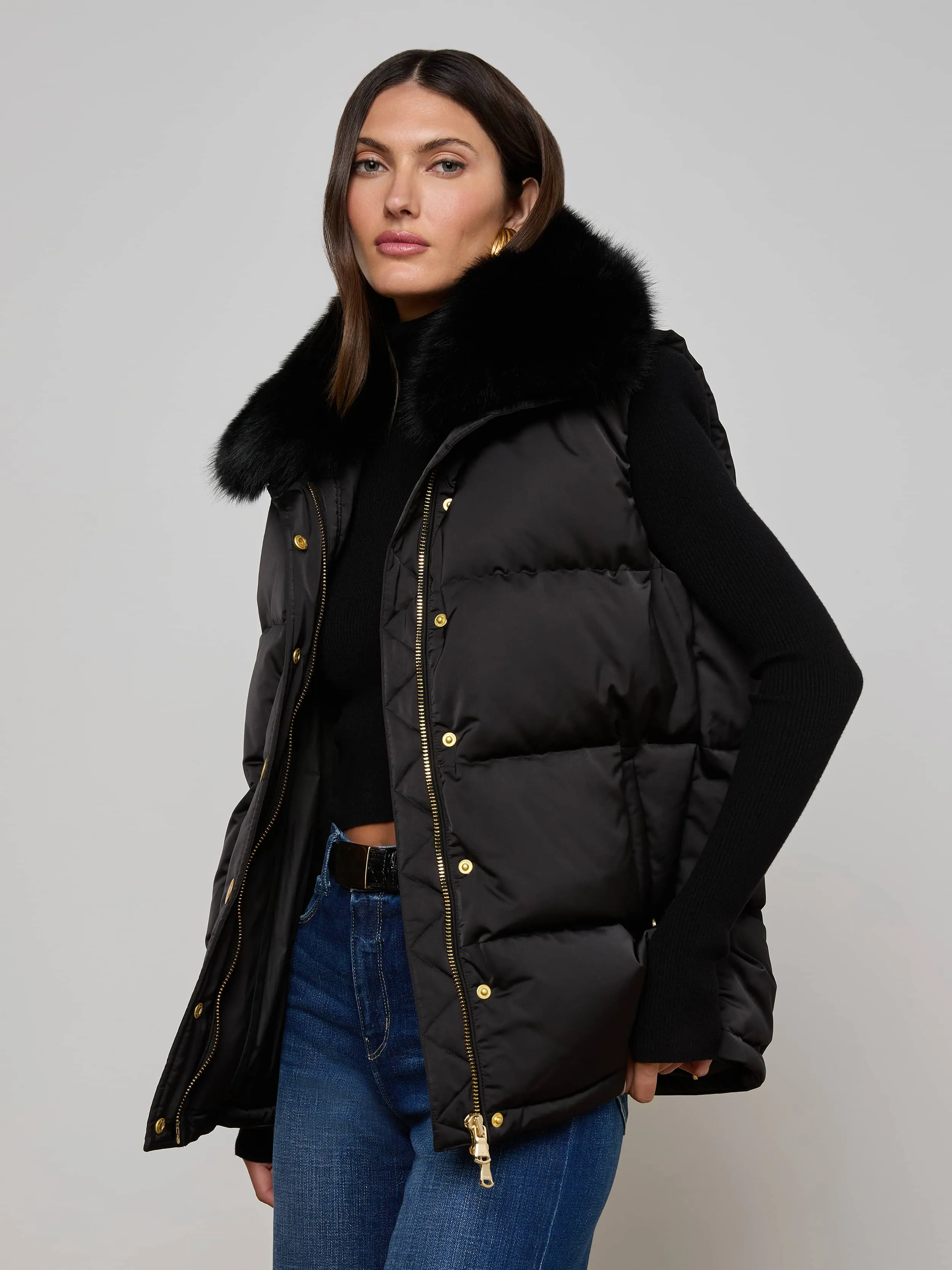 Nalo Faux Fur Puffer Vest sold by L'AGENCE product image thumbnail 2