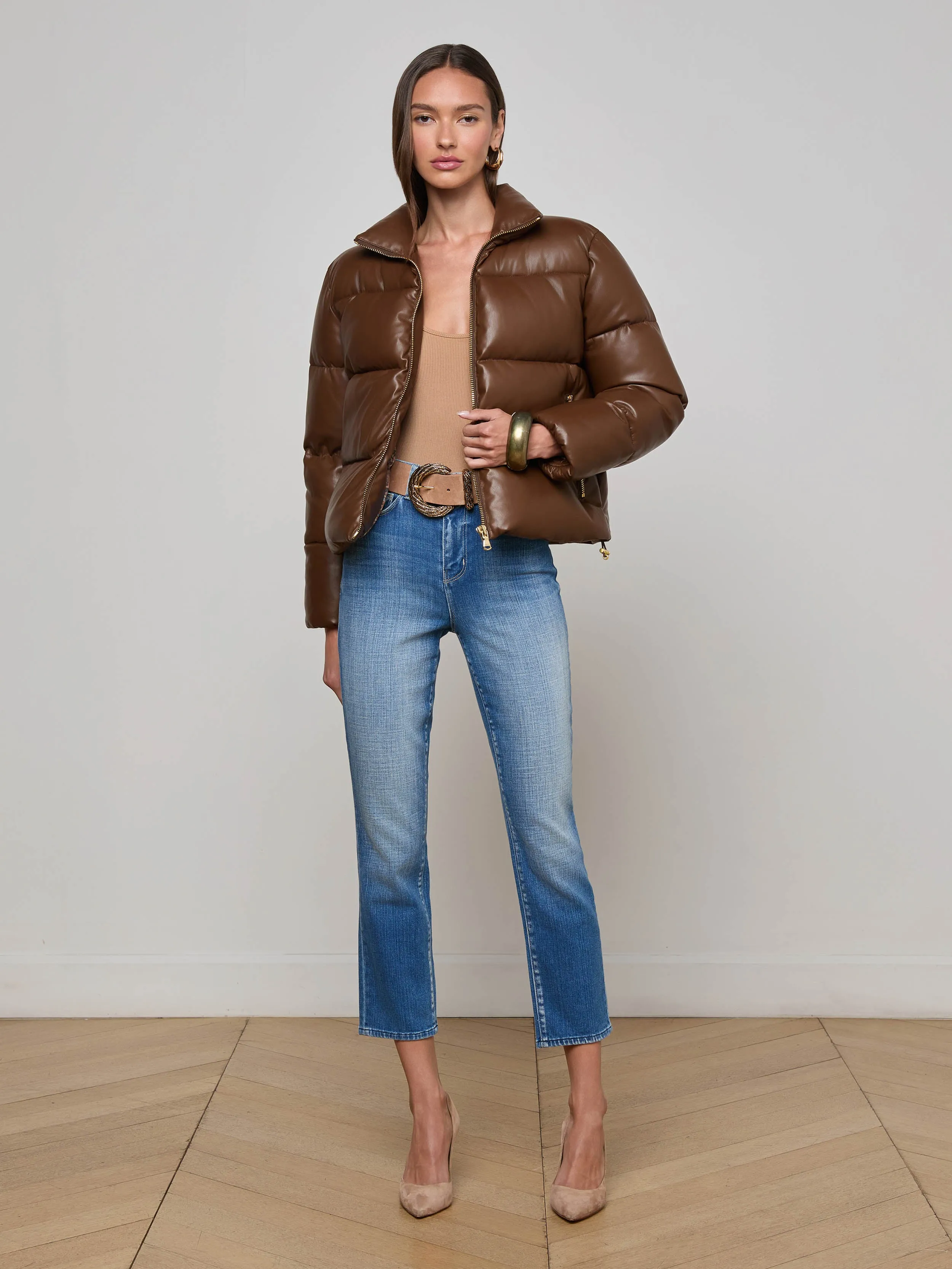 Larsen Vegan Leather Puffer Jacket sold by L'AGENCE product image thumbnail 3
