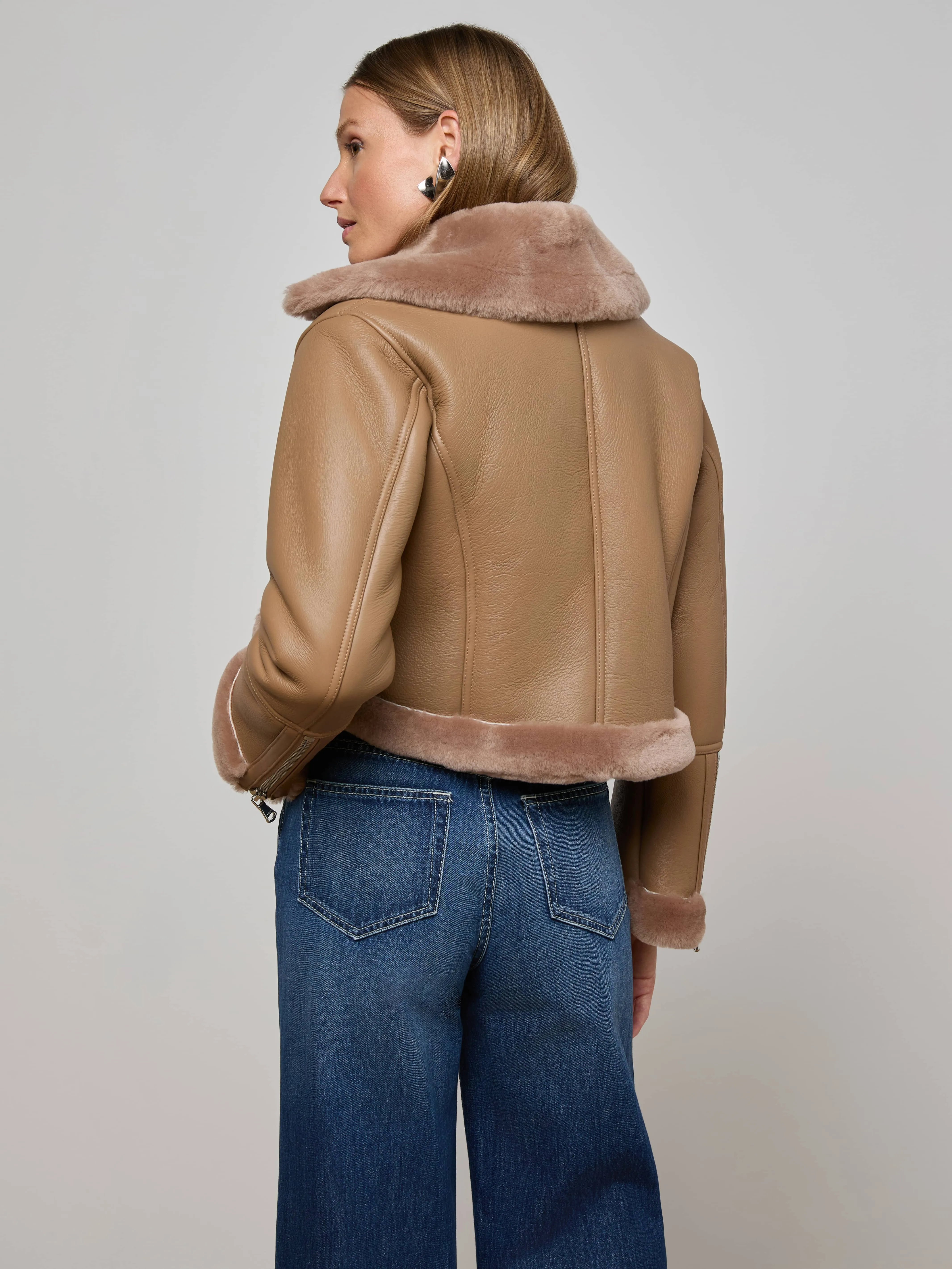 Pike Shearling Leather Jacket sold by L'AGENCE product image thumbnail 4