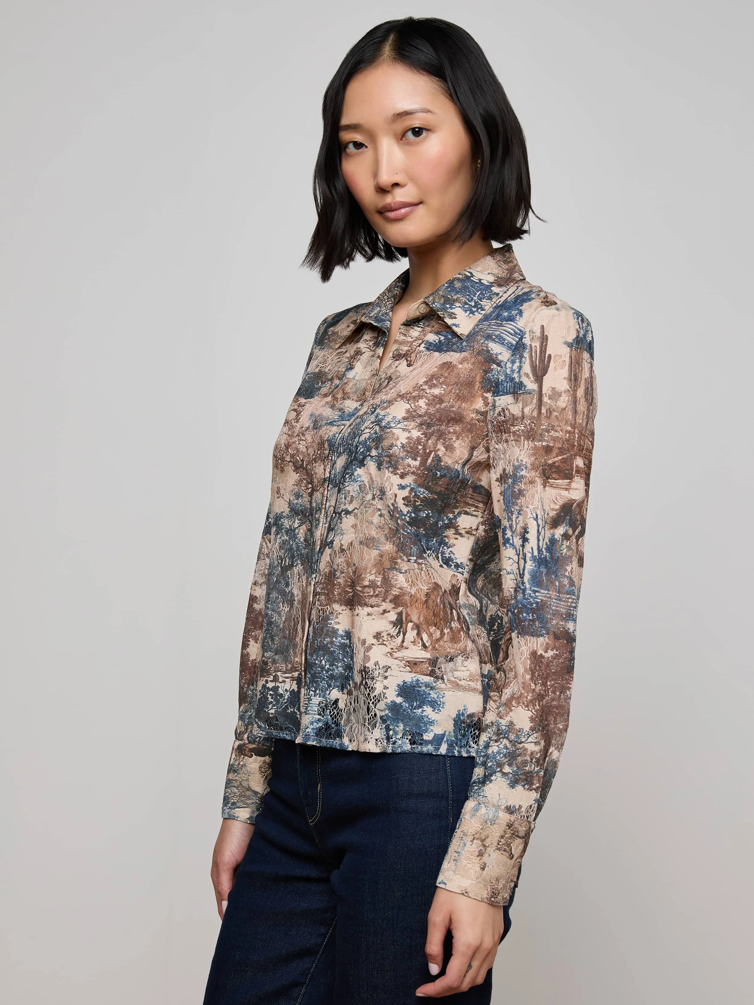 Maia Printed Lace Blouse sold by L'AGENCE product image thumbnail 2