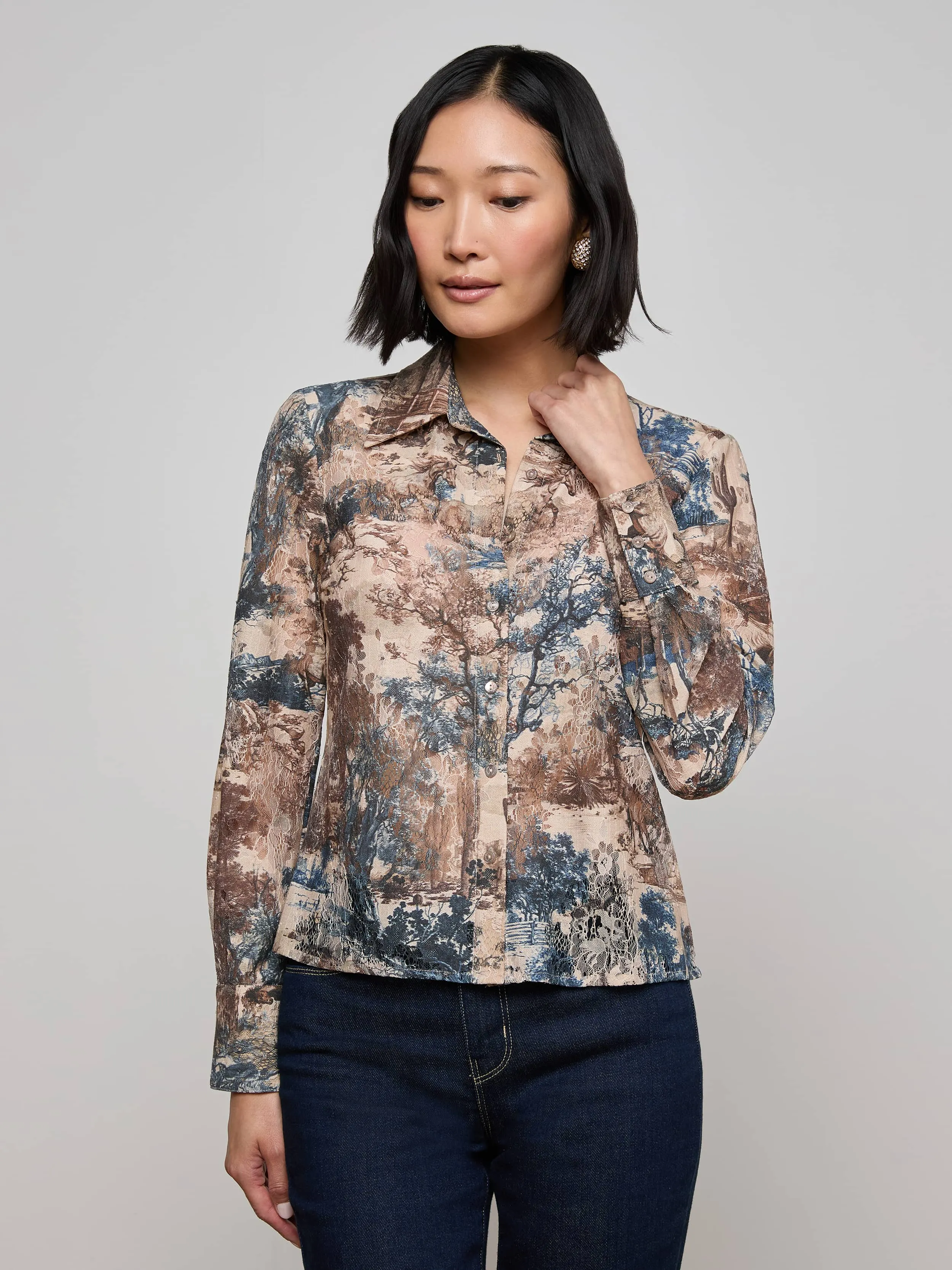 Maia Printed Lace Blouse sold by L'AGENCE