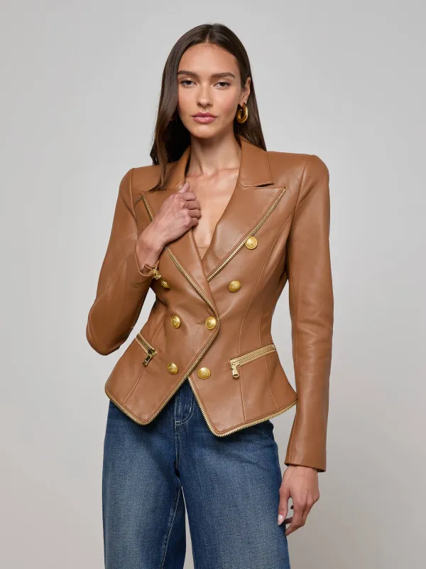Ottilie Leather Blazer sold by L'AGENCE