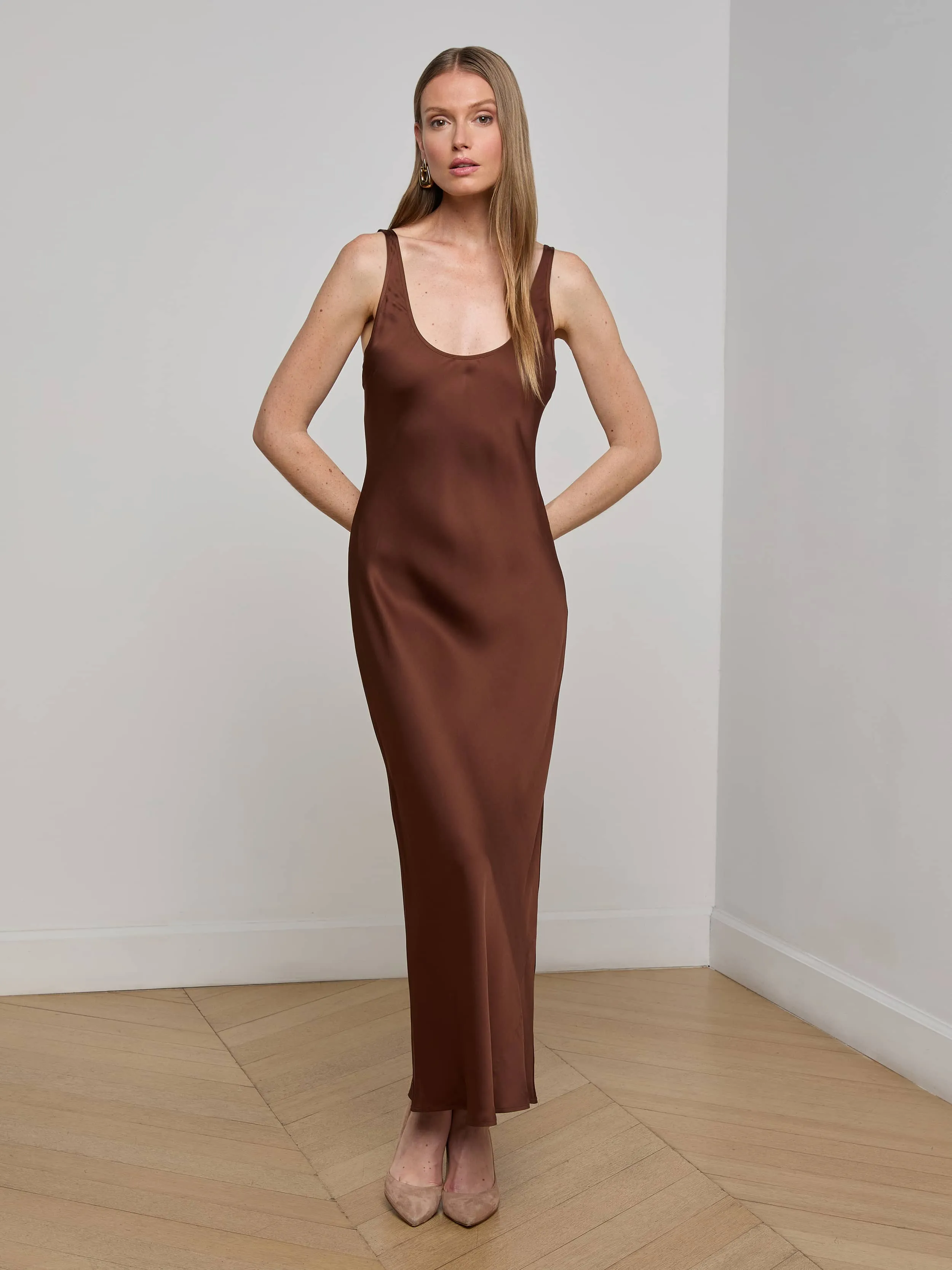 Akiya Satin Maxi Dress sold by L'AGENCE