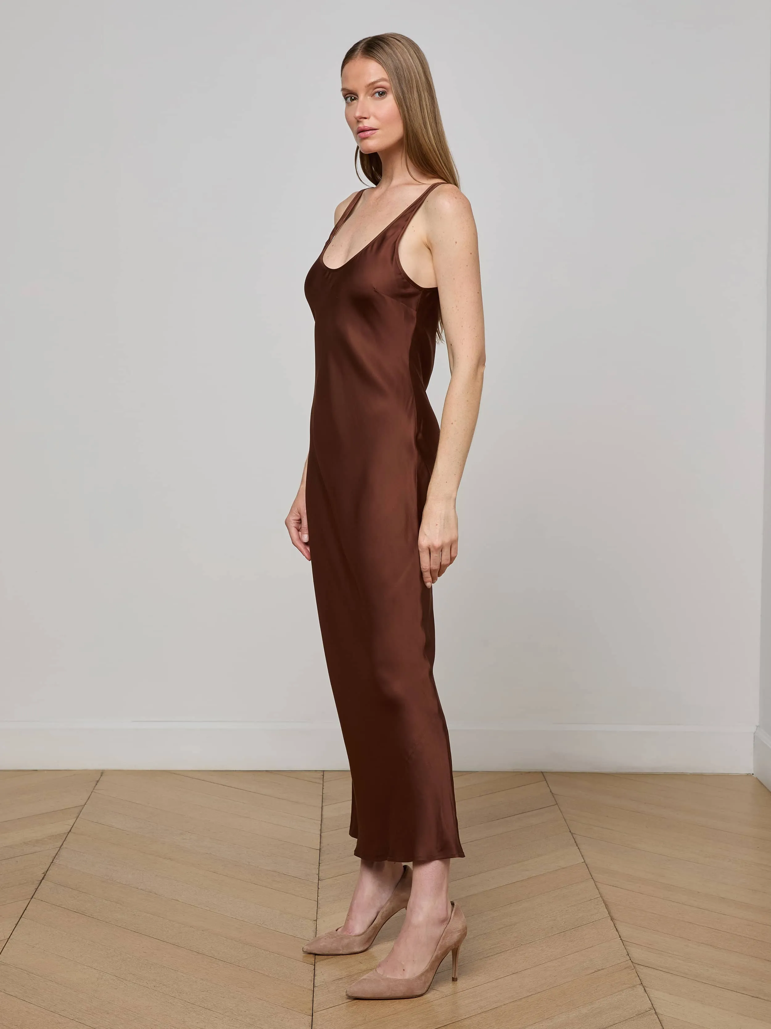 Akiya Satin Maxi Dress sold by L'AGENCE product image thumbnail 4