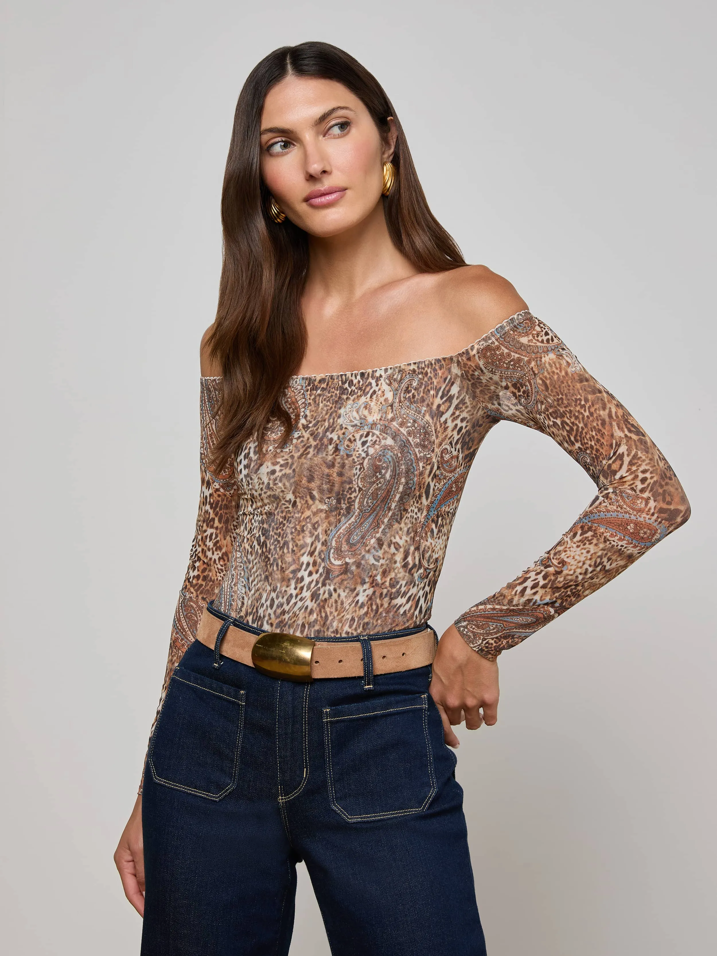 Peonie Off-The-Shoulder Bodysuit sold by L'AGENCE