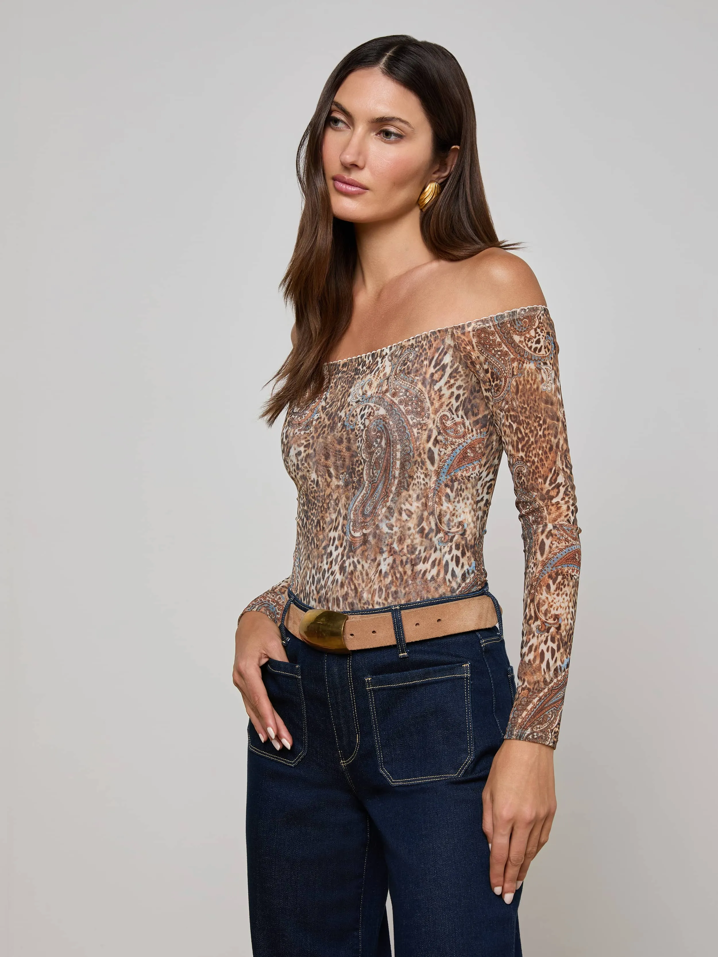Peonie Off-The-Shoulder Bodysuit sold by L'AGENCE product image thumbnail 2
