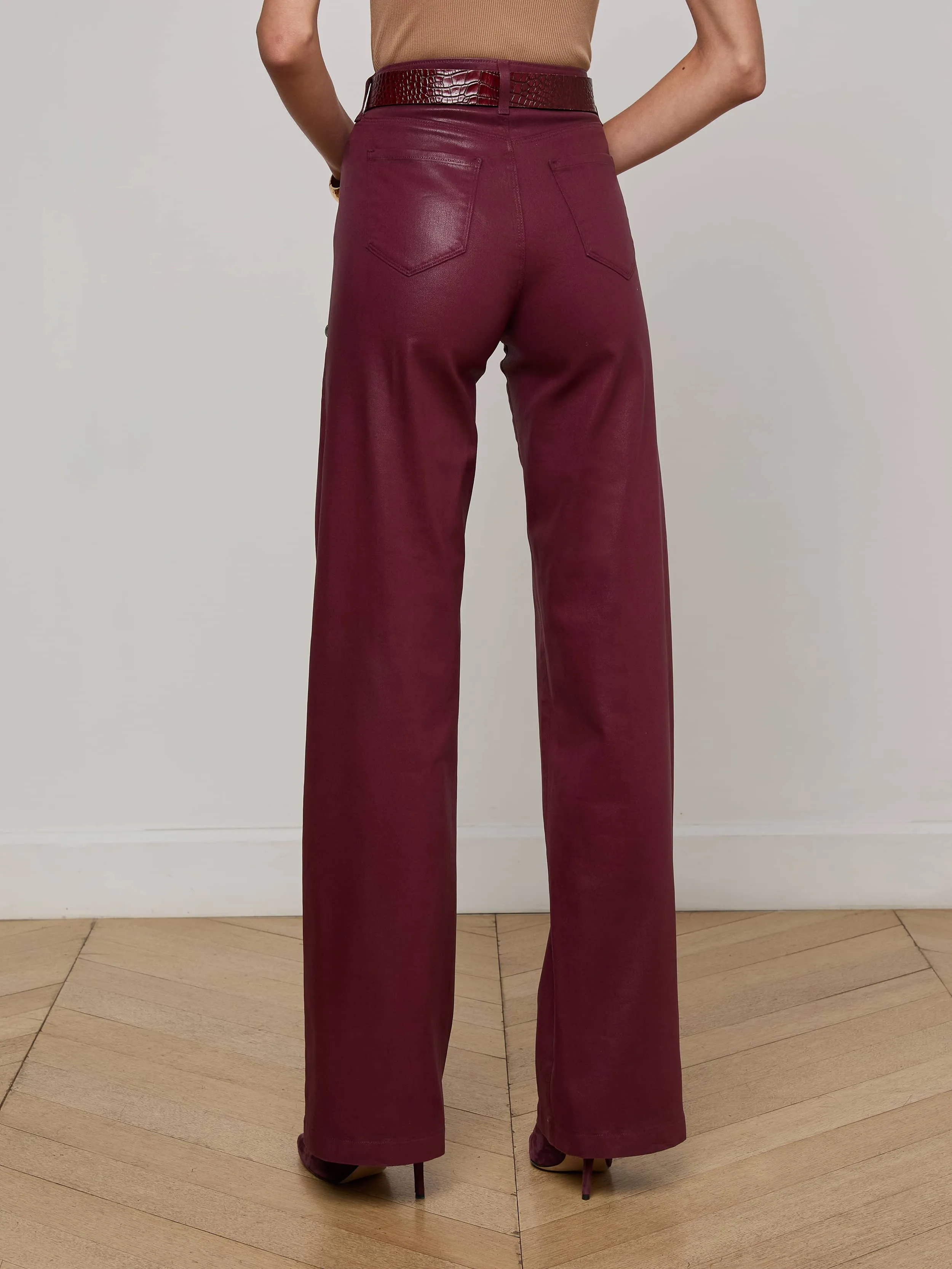 Clayton Coated Wide-Leg Jean sold by L'AGENCE product image thumbnail 4
