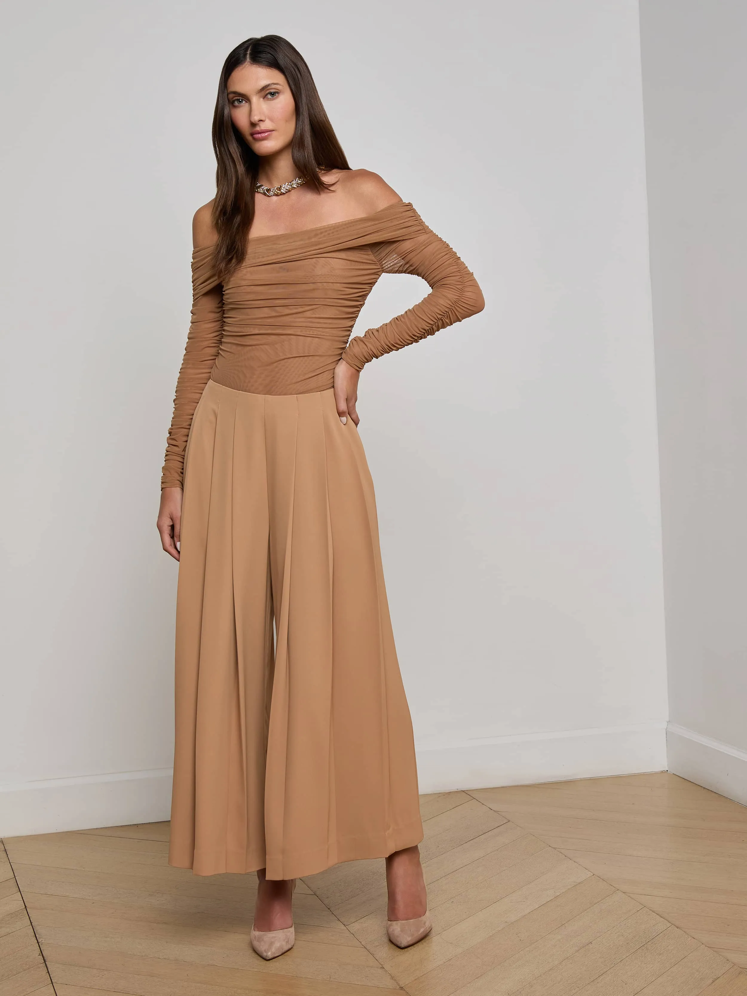 Novalynn Cropped Pleated Pant sold by L'AGENCE