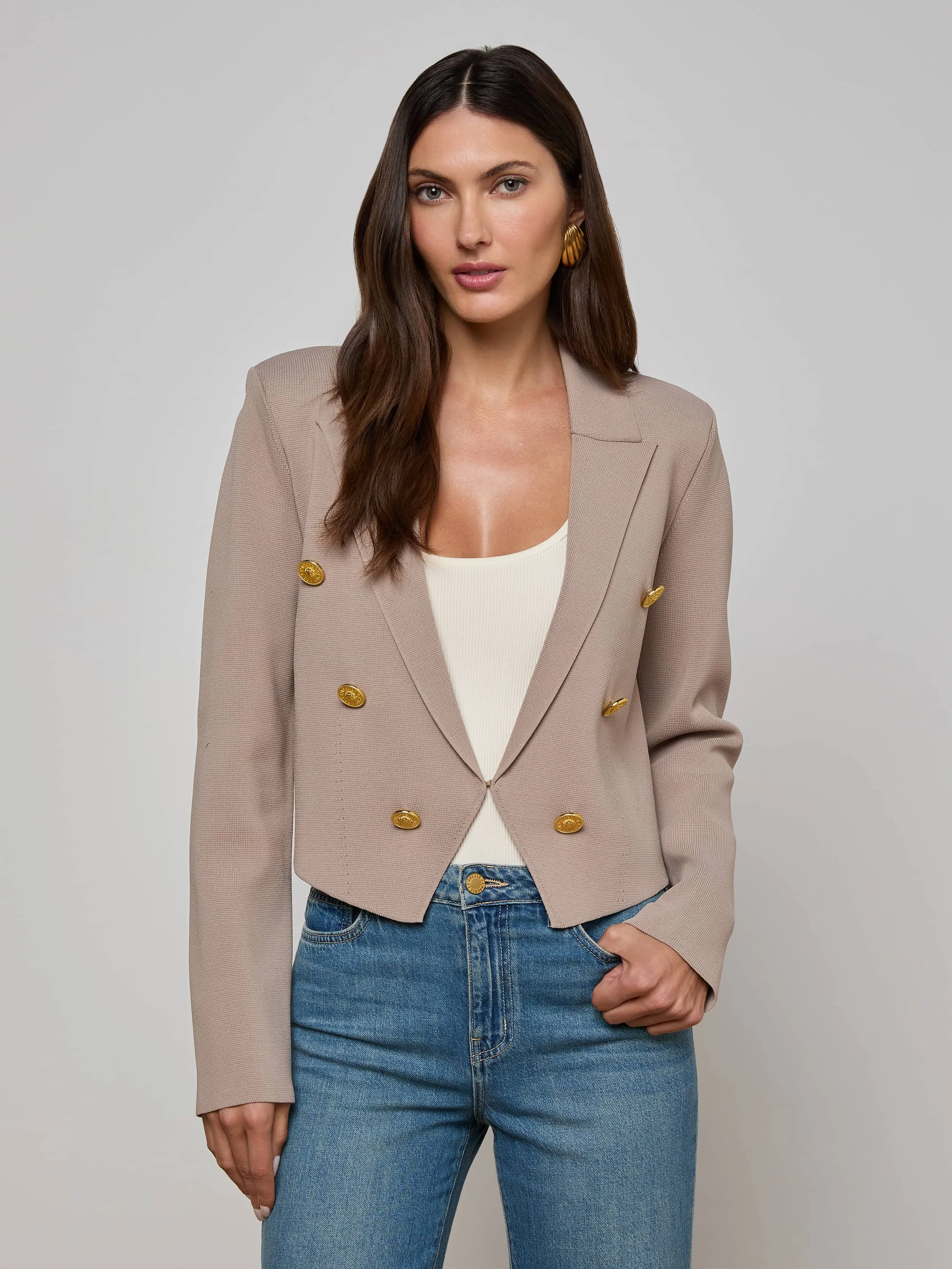Elio Cropped Knit Blazer sold by L'AGENCE