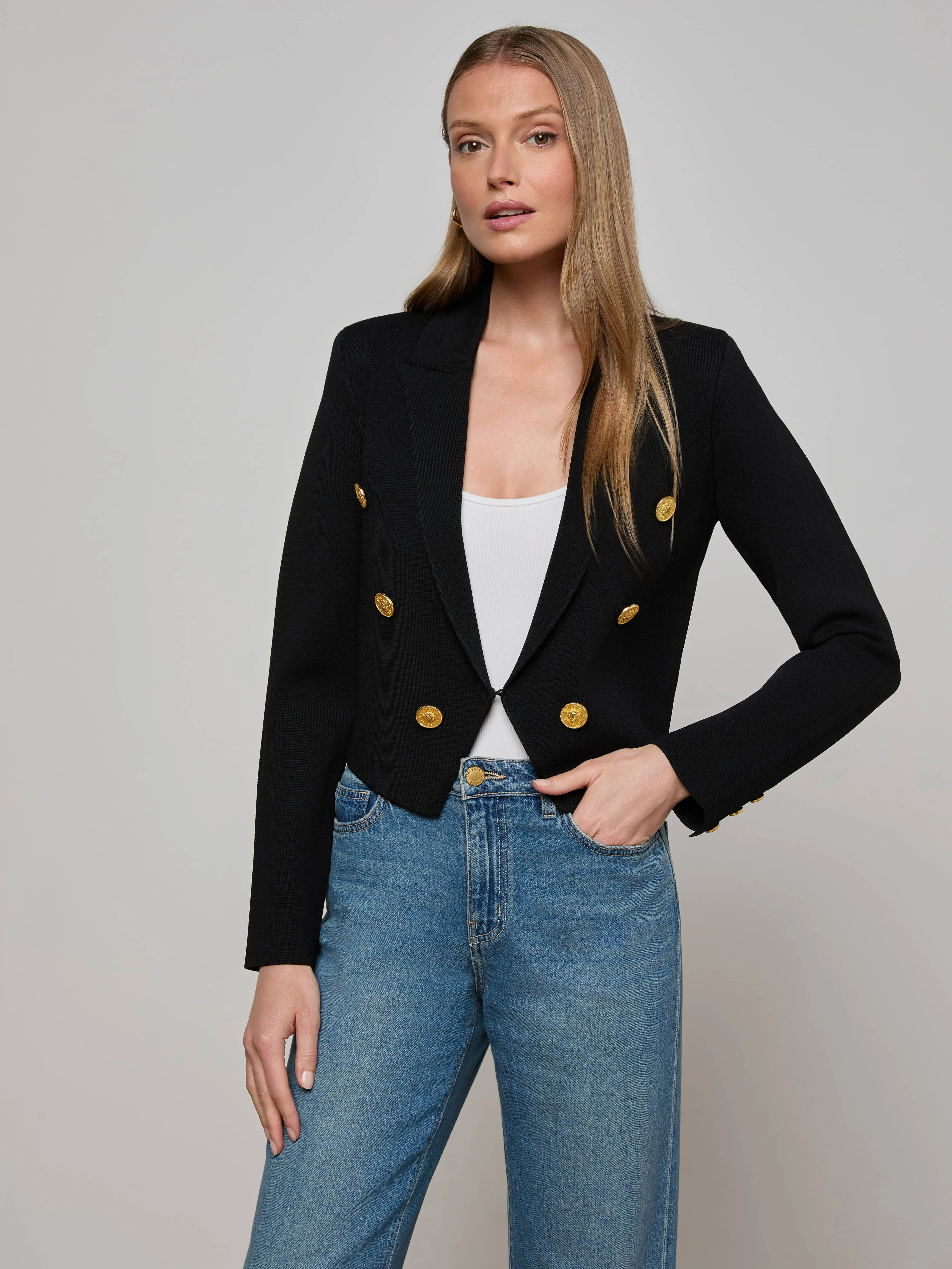 Elio Cropped Knit Blazer sold by L'AGENCE