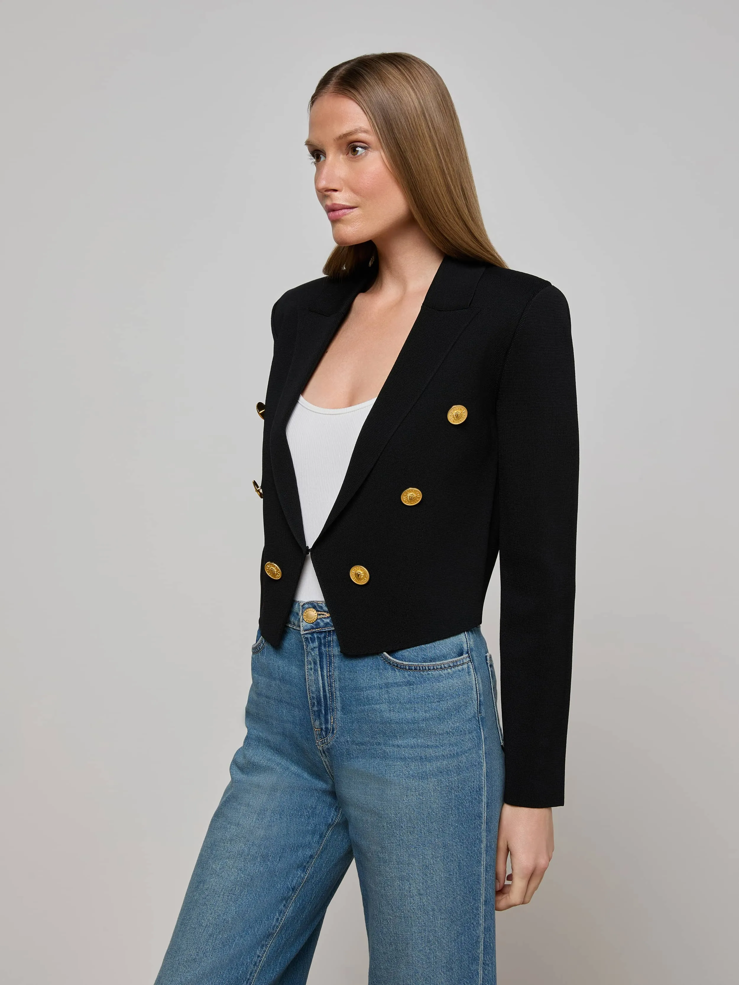 Elio Cropped Knit Blazer sold by L'AGENCE product image thumbnail 2