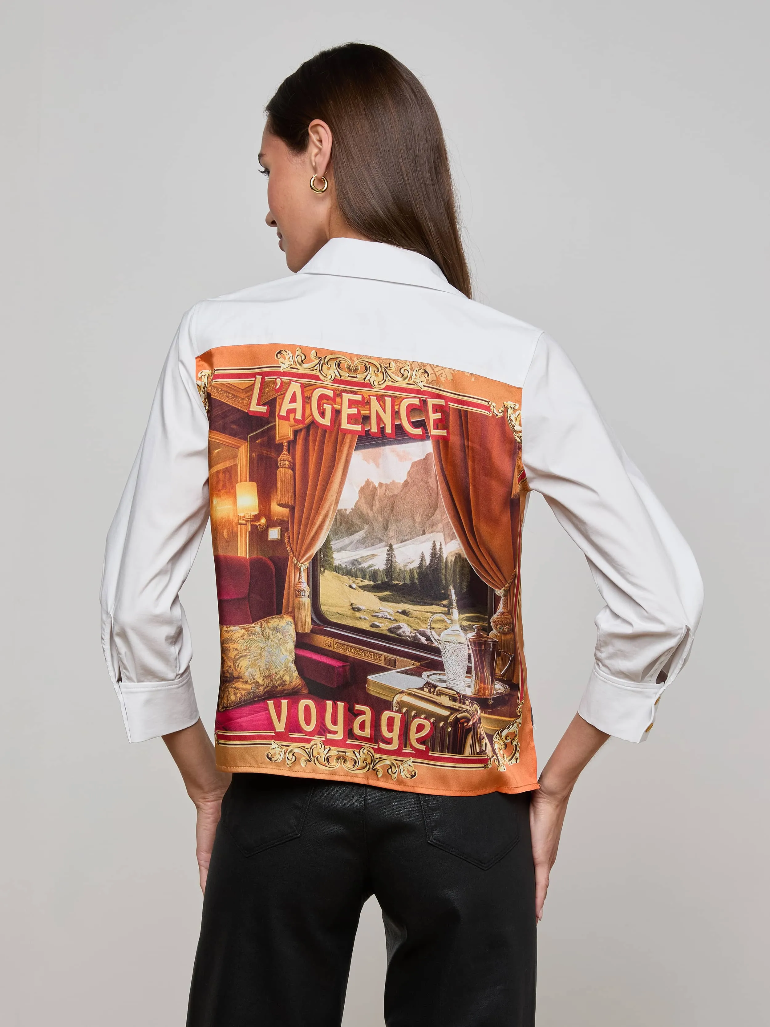 Fawn Vintage Travel Print Shirt sold by L'AGENCE product image thumbnail 4