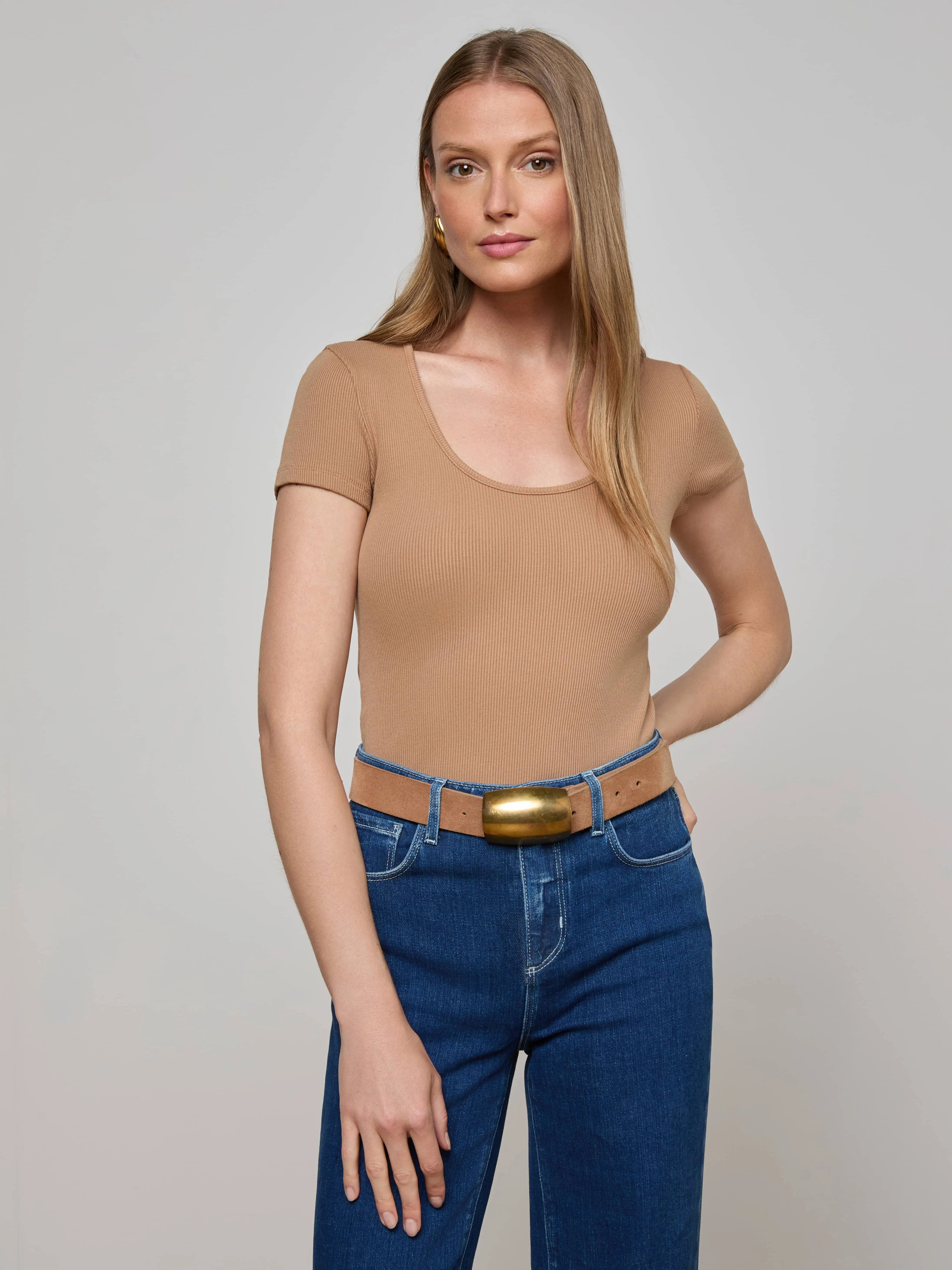 Brynlee Scoopneck Tee sold by L'AGENCE