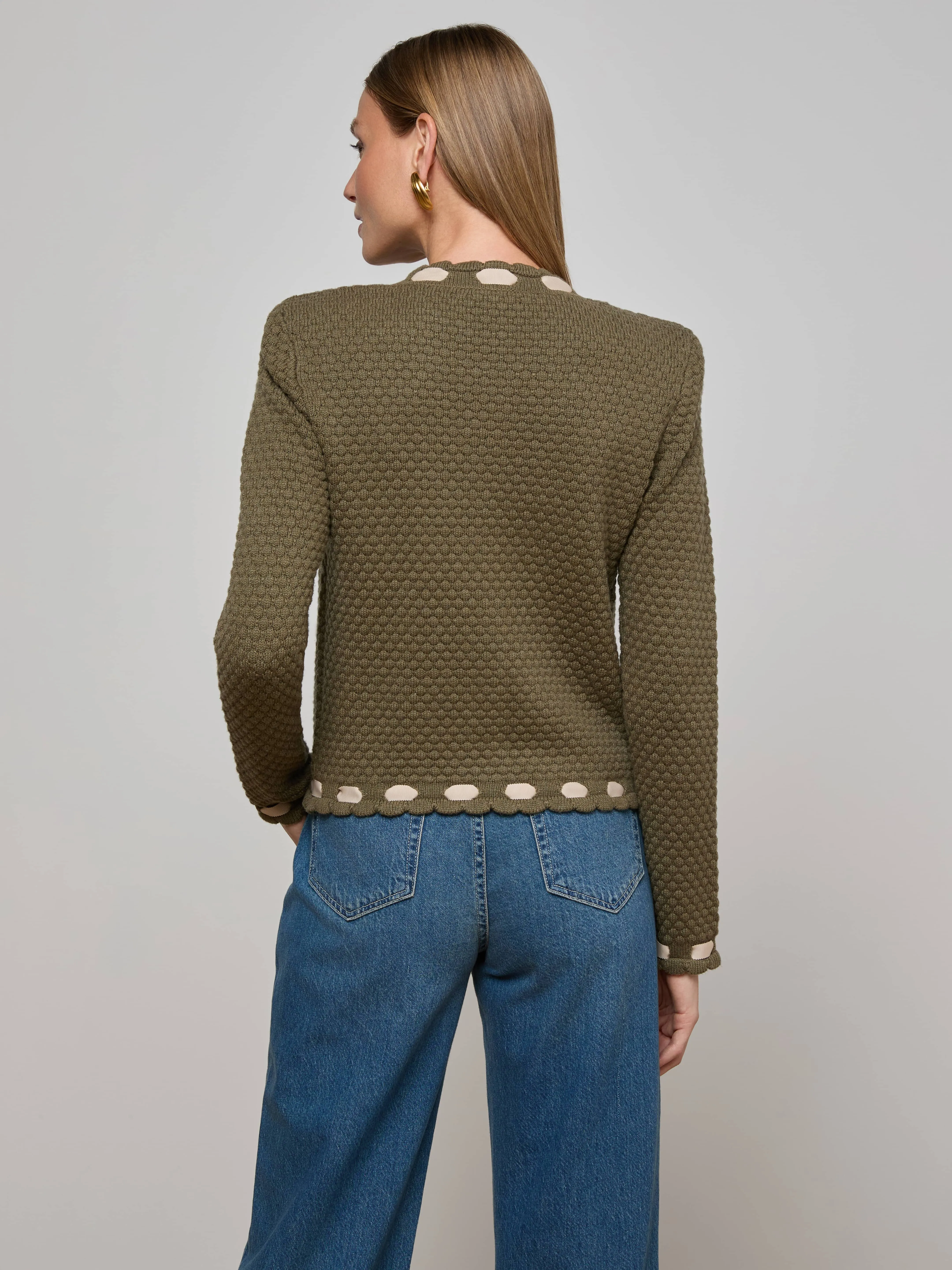 Astor Contrast Trim Cardigan sold by L'AGENCE product image thumbnail 4