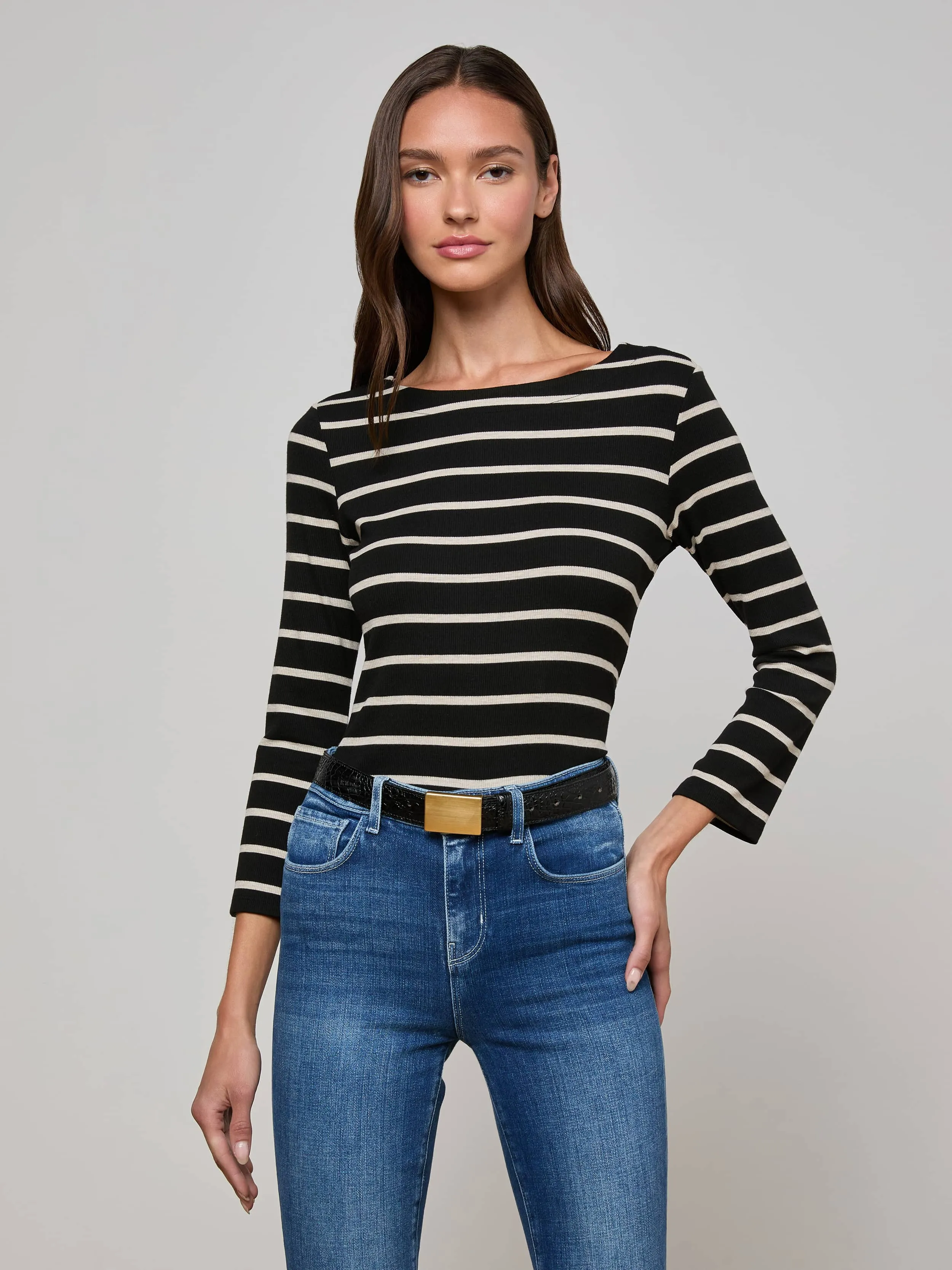Lucille Striped Boatneck Top sold by L'AGENCE