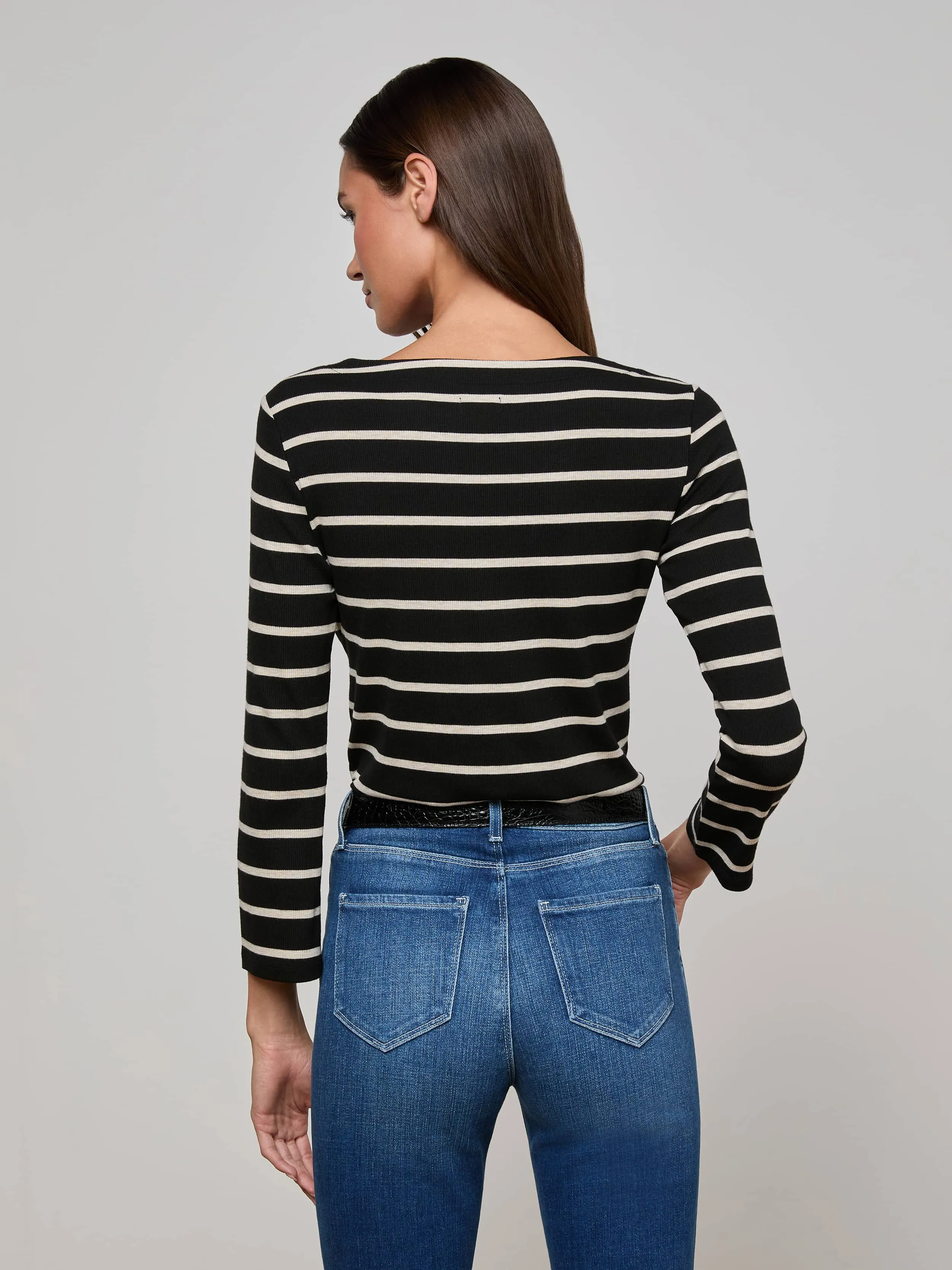 Lucille Striped Boatneck Top sold by L'AGENCE product image thumbnail 4