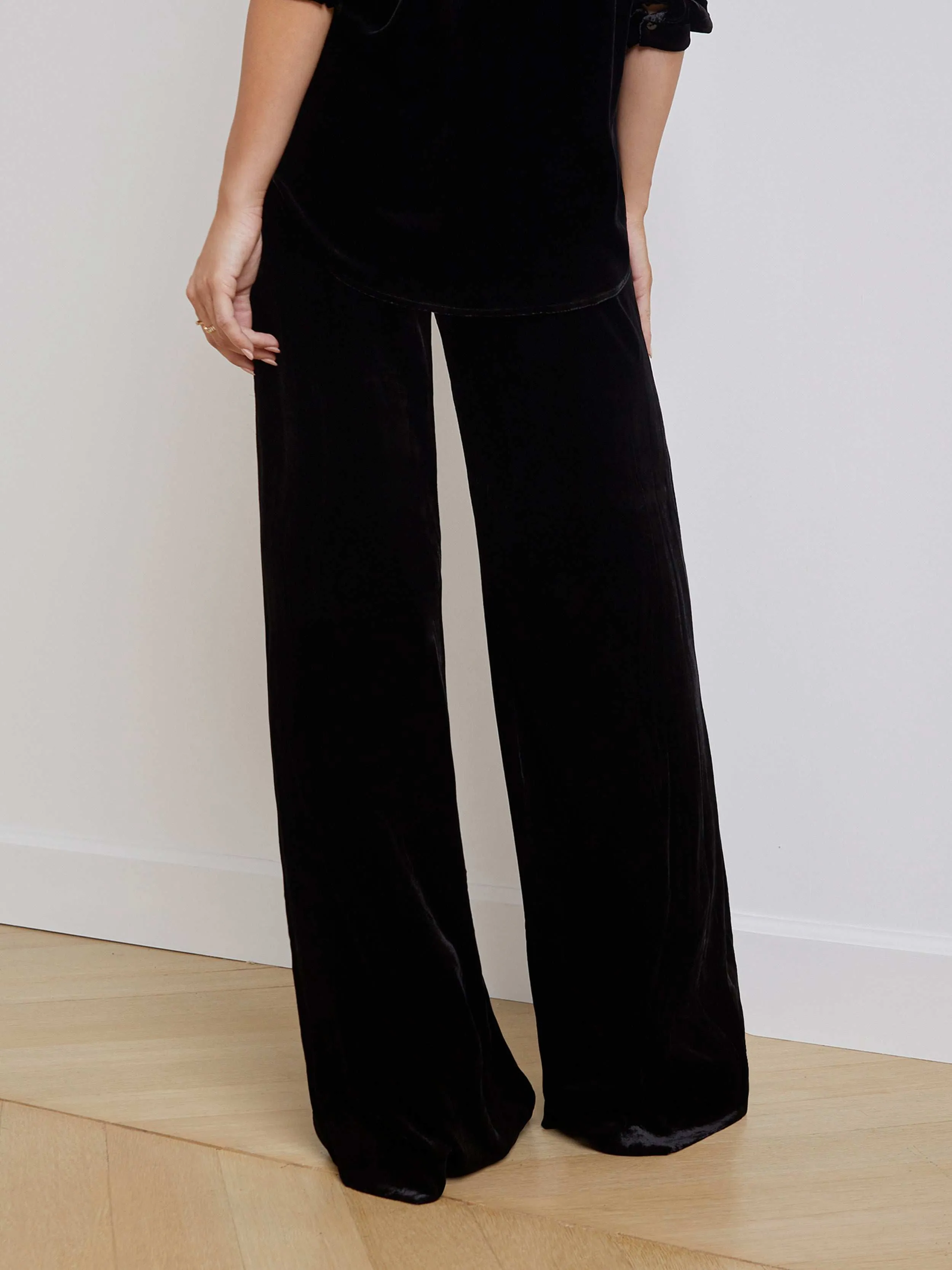 Pilar Velvet Wide-Leg Pant sold by L'AGENCE product image thumbnail 4