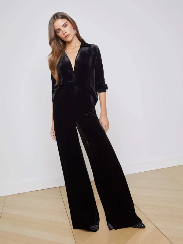 Pilar Velvet Wide-Leg Pant sold by L'AGENCE