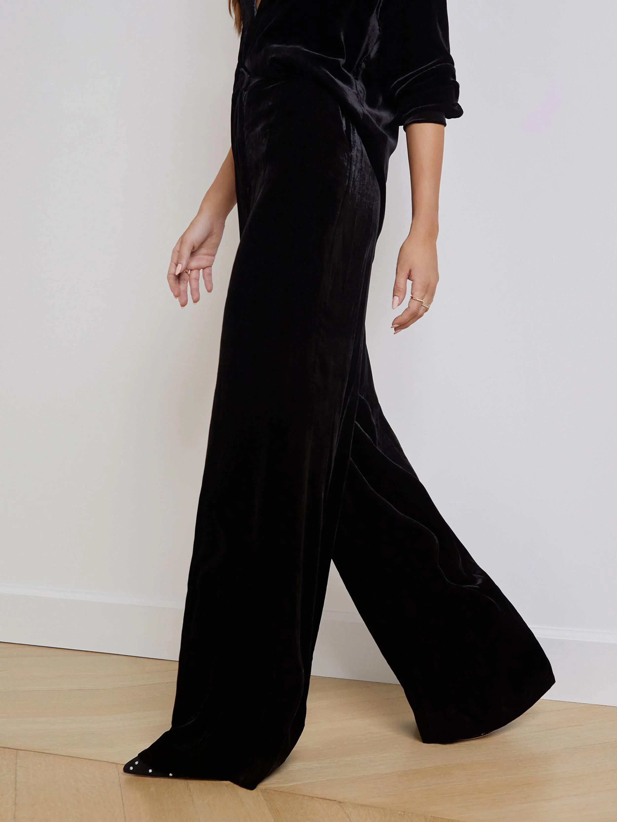Pilar Velvet Wide-Leg Pant sold by L'AGENCE product image thumbnail 3