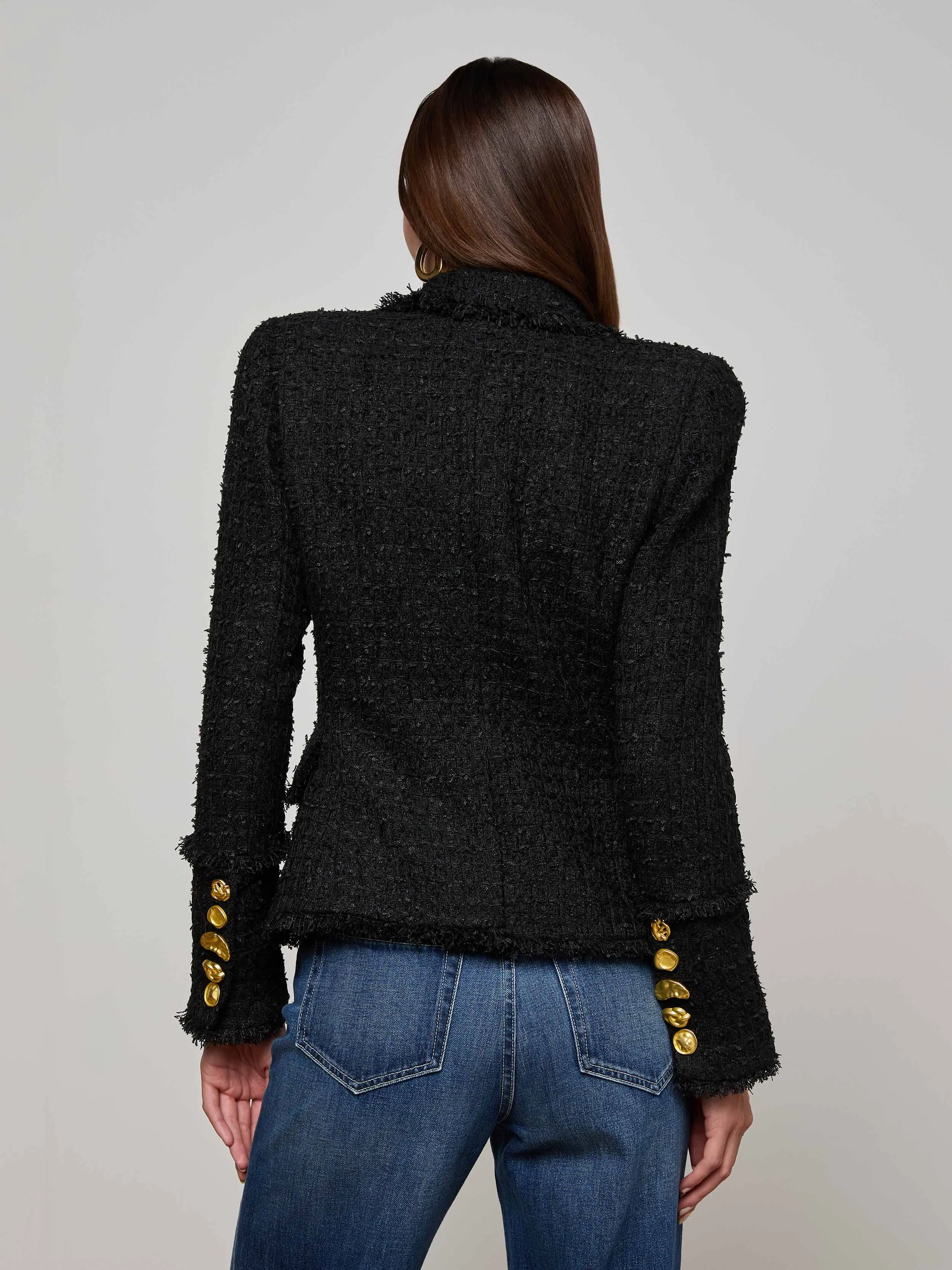 Kaisley Frayed Trim Blazer sold by L'AGENCE product image thumbnail 4