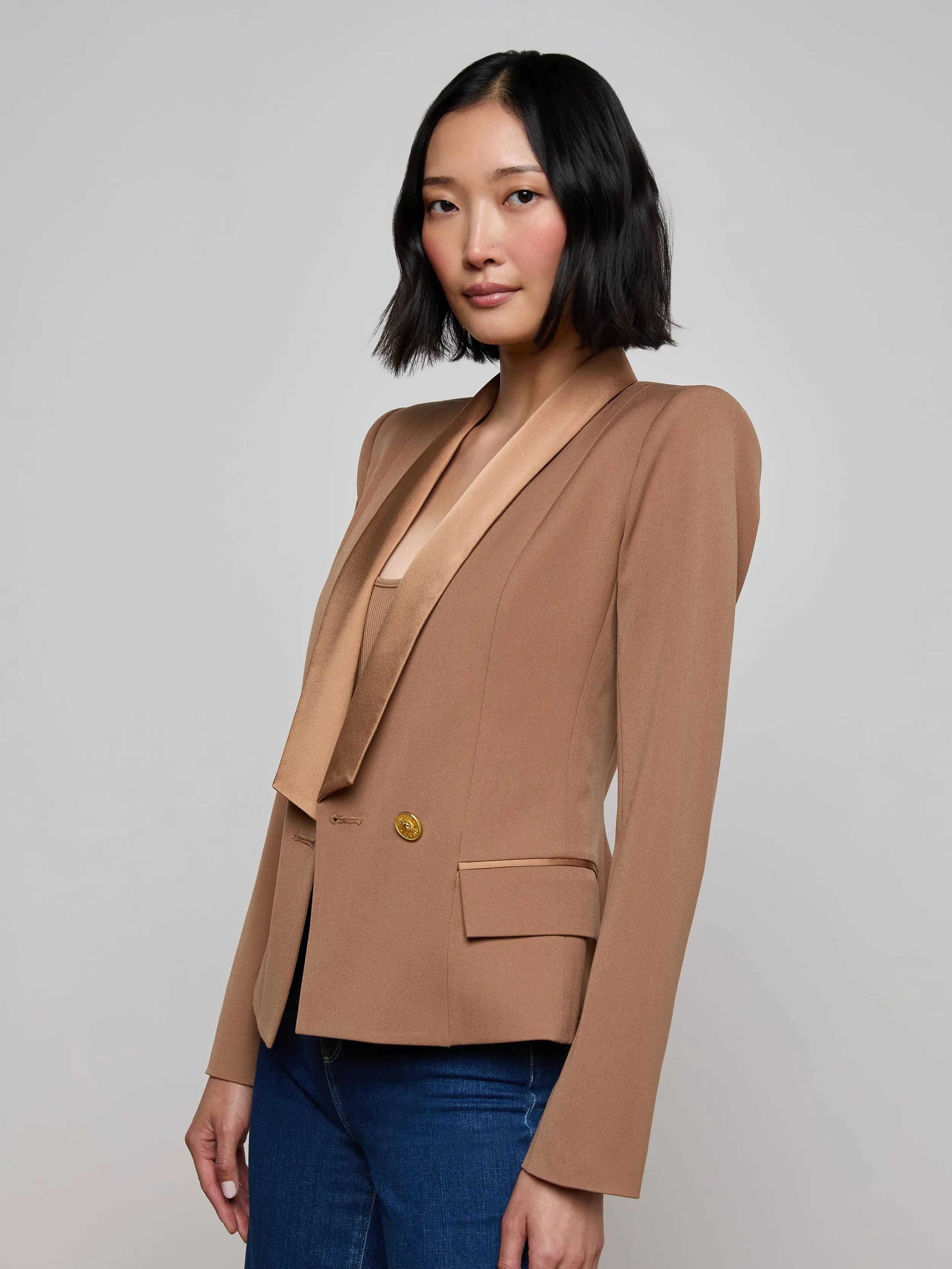 Imogen Satin Lapel Blazer sold by L'AGENCE product image thumbnail 2