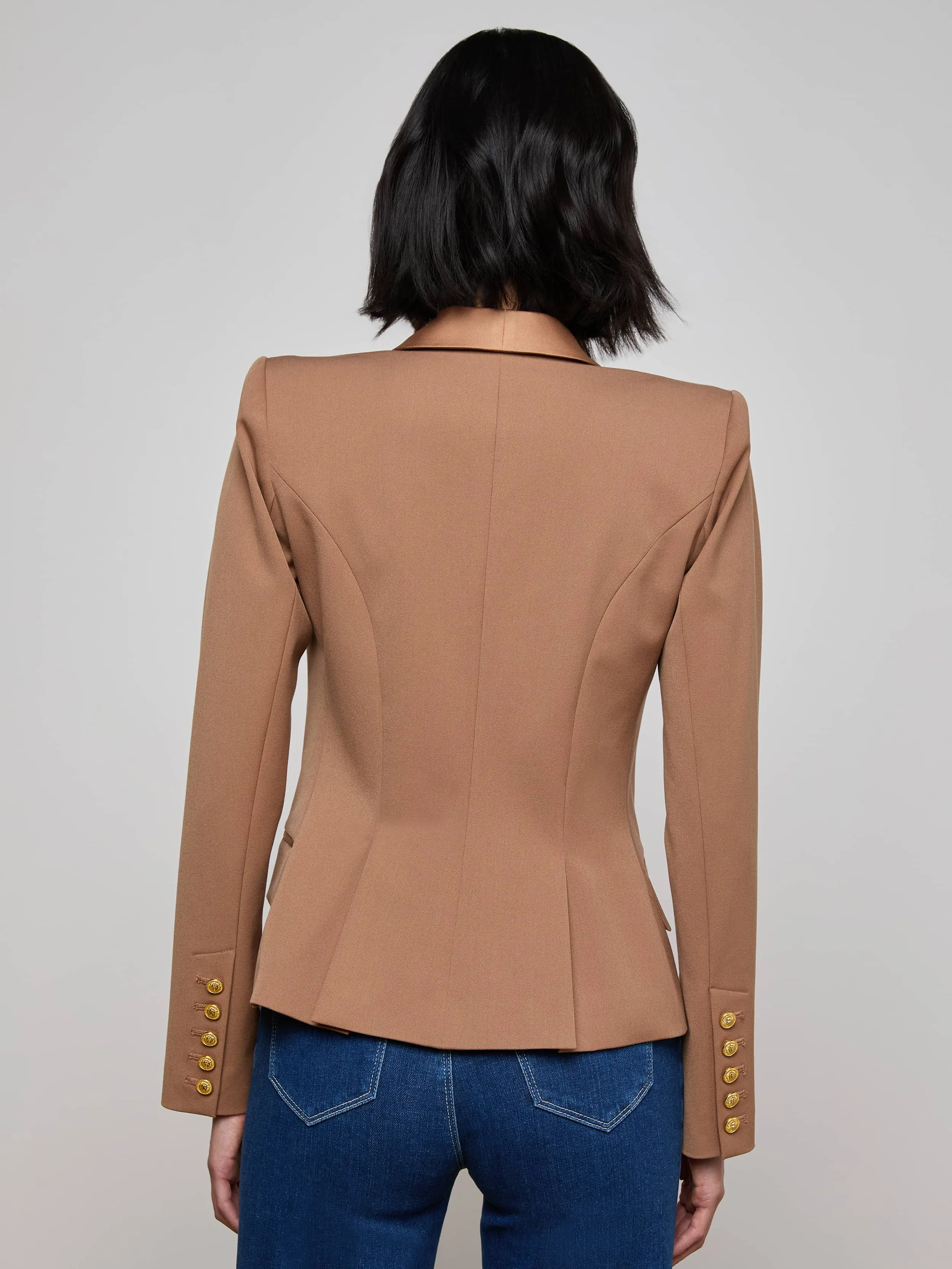 Imogen Satin Lapel Blazer sold by L'AGENCE product image thumbnail 4