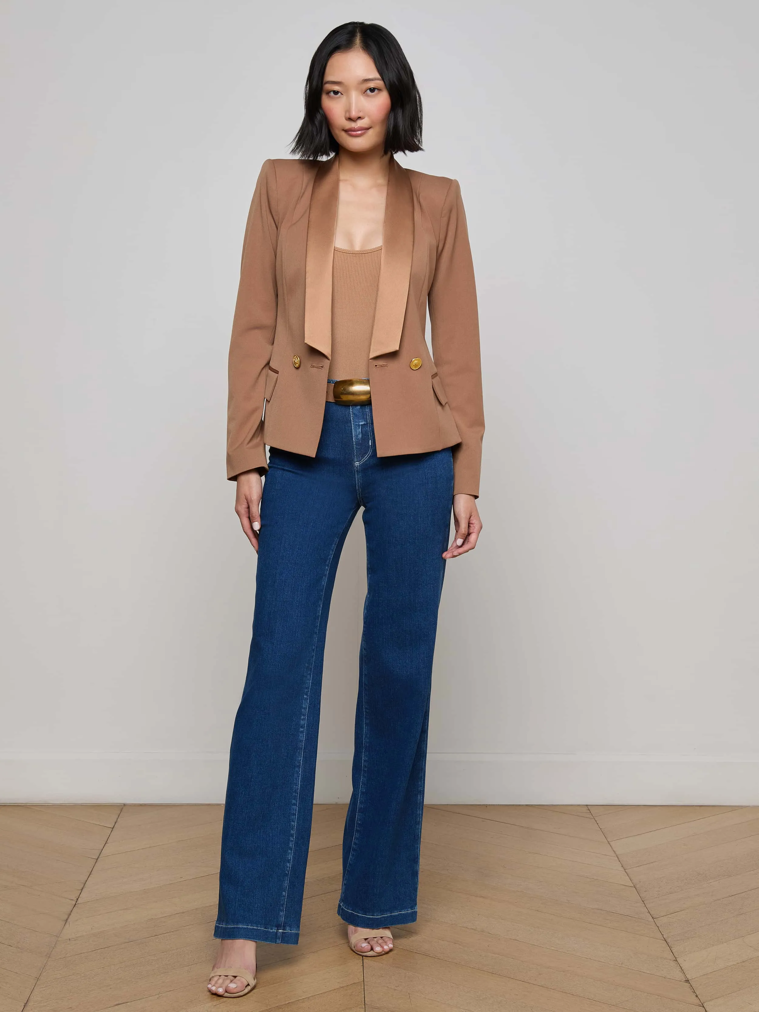 Imogen Satin Lapel Blazer sold by L'AGENCE product image thumbnail 3