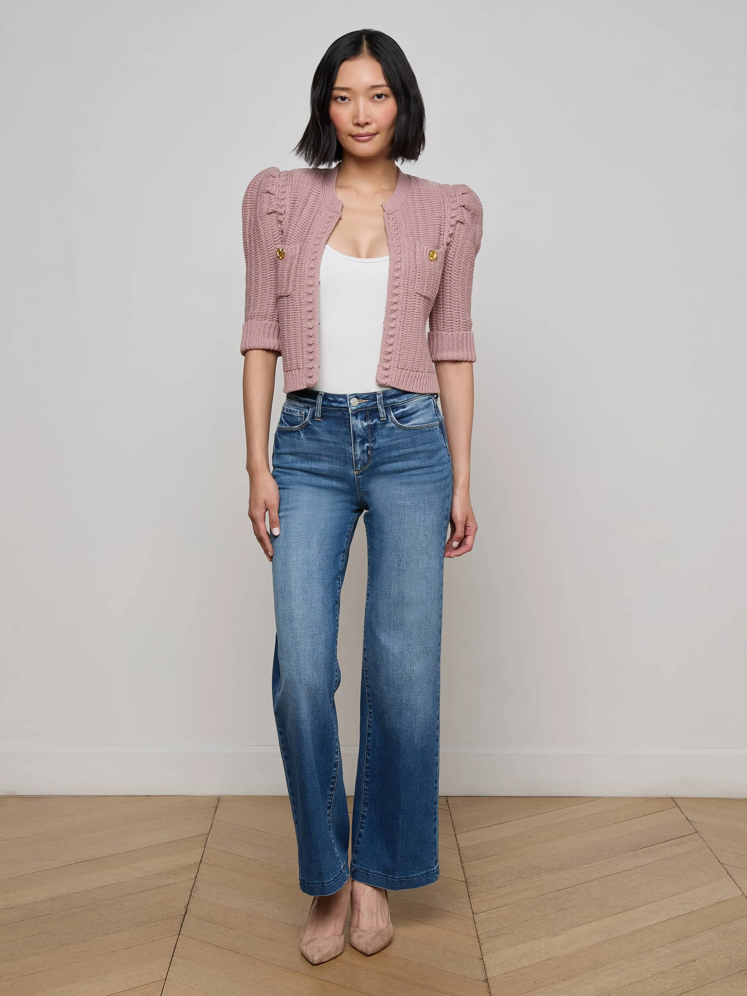 Delilah Cropped Cardigan sold by L'AGENCE product image thumbnail 3
