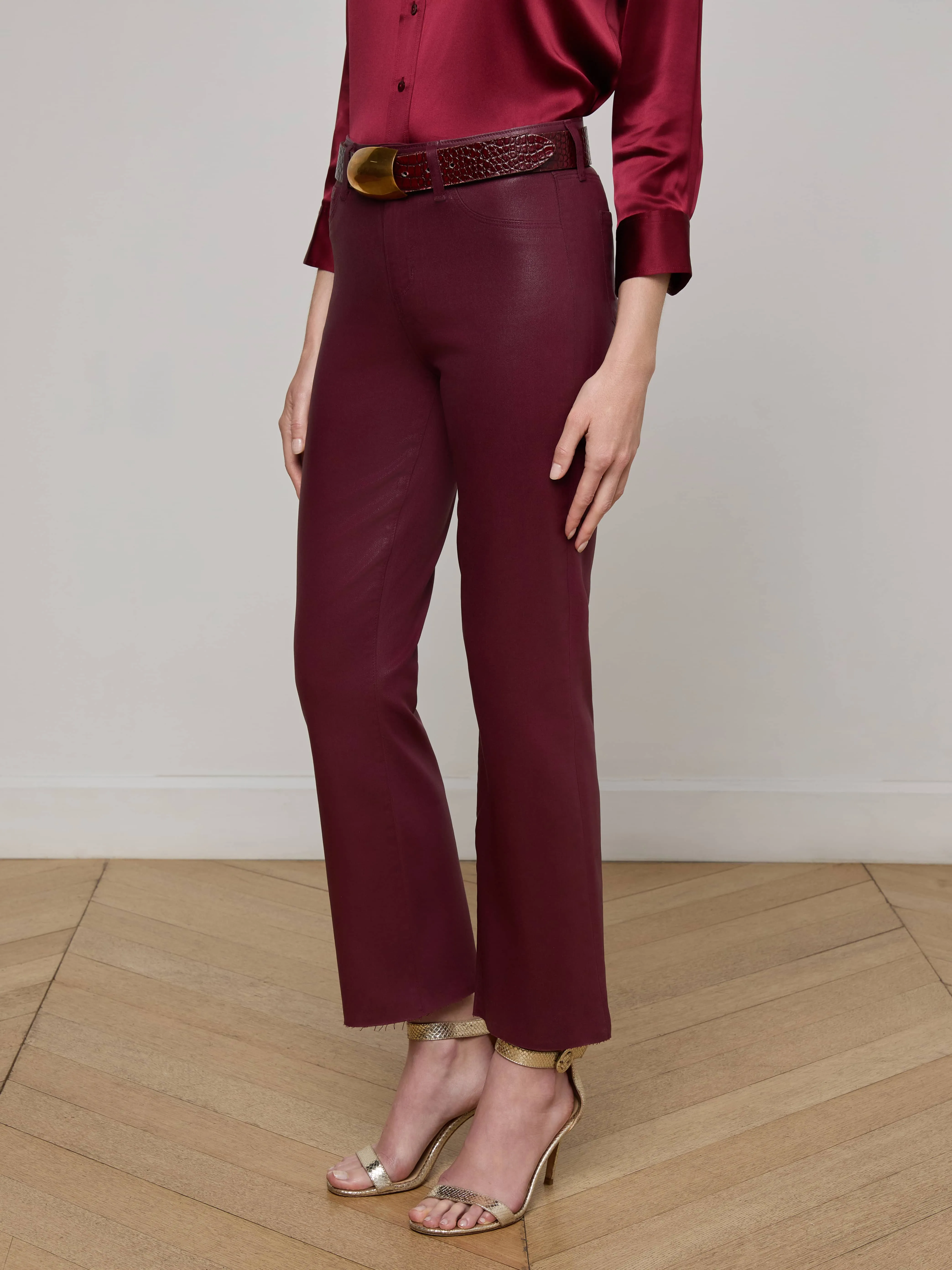 Kendra Coated Cropped Flare Jean sold by L'AGENCE product image thumbnail 3