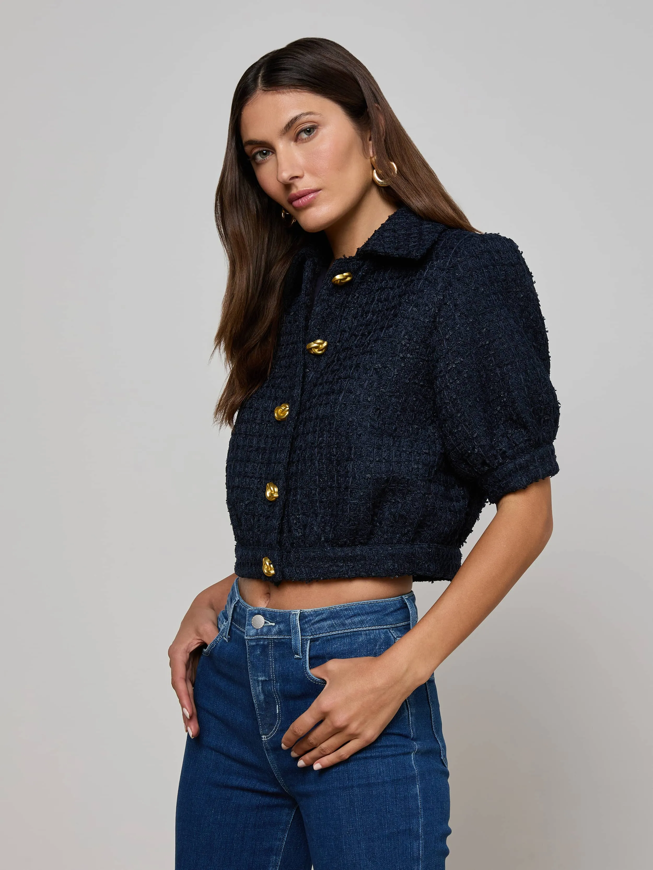 Cove Cropped Tweed Jacket sold by L'AGENCE product image thumbnail 2