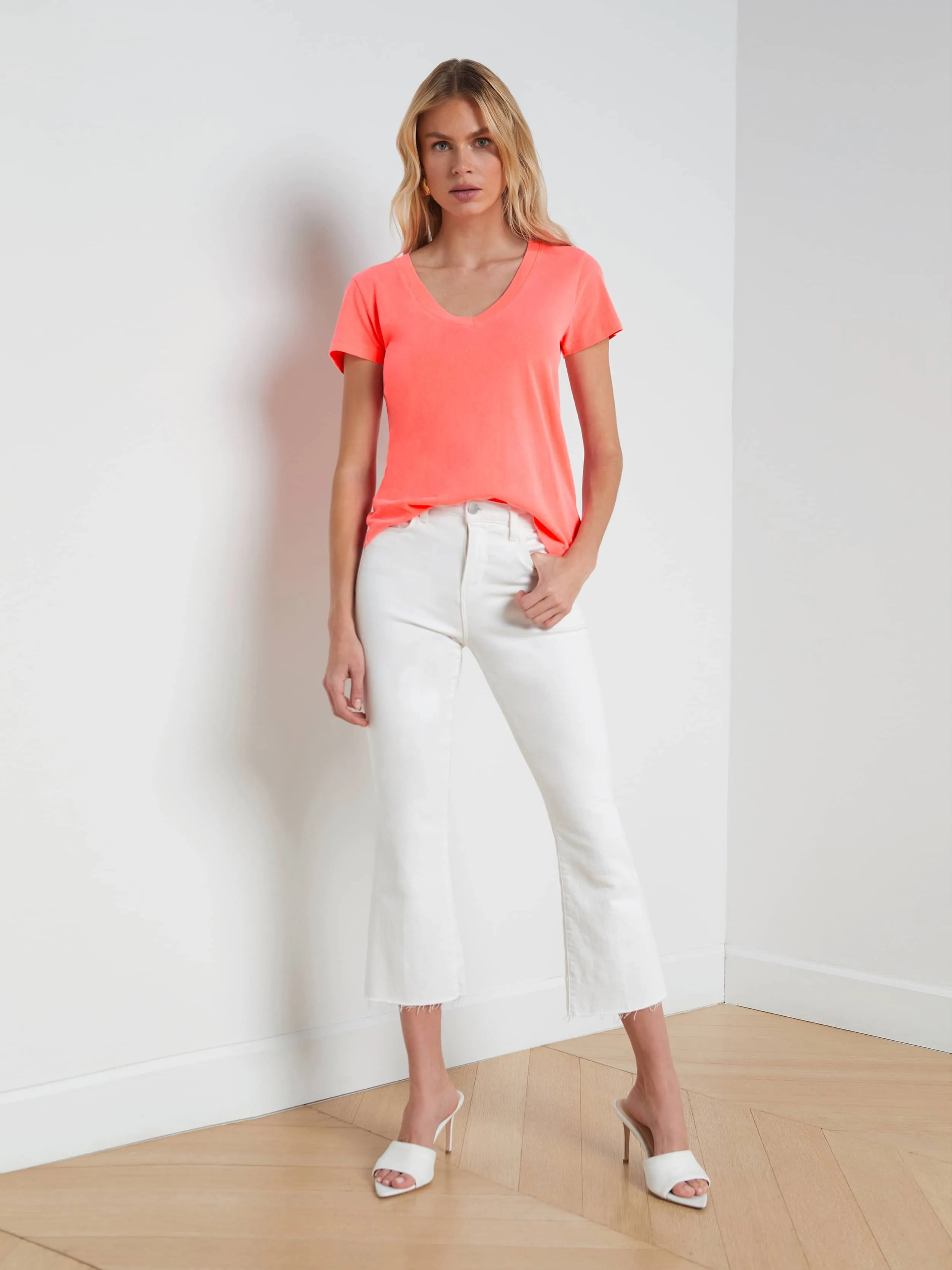 Becca Cotton V-Neck Tee sold by L'AGENCE product image thumbnail 2