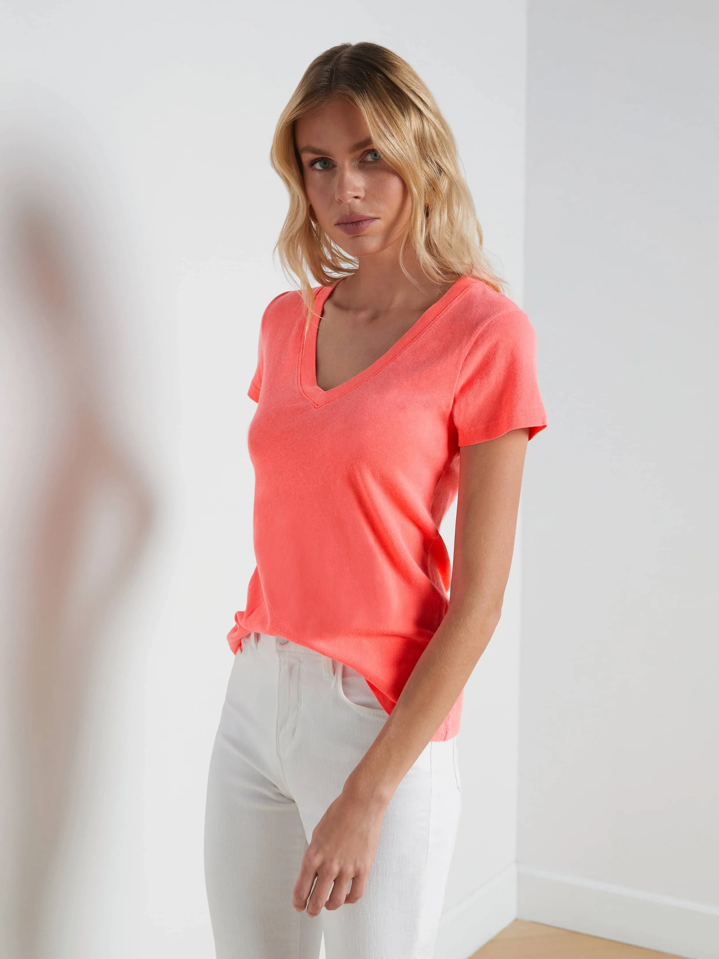 Becca Cotton V-Neck Tee sold by L'AGENCE product image thumbnail 3