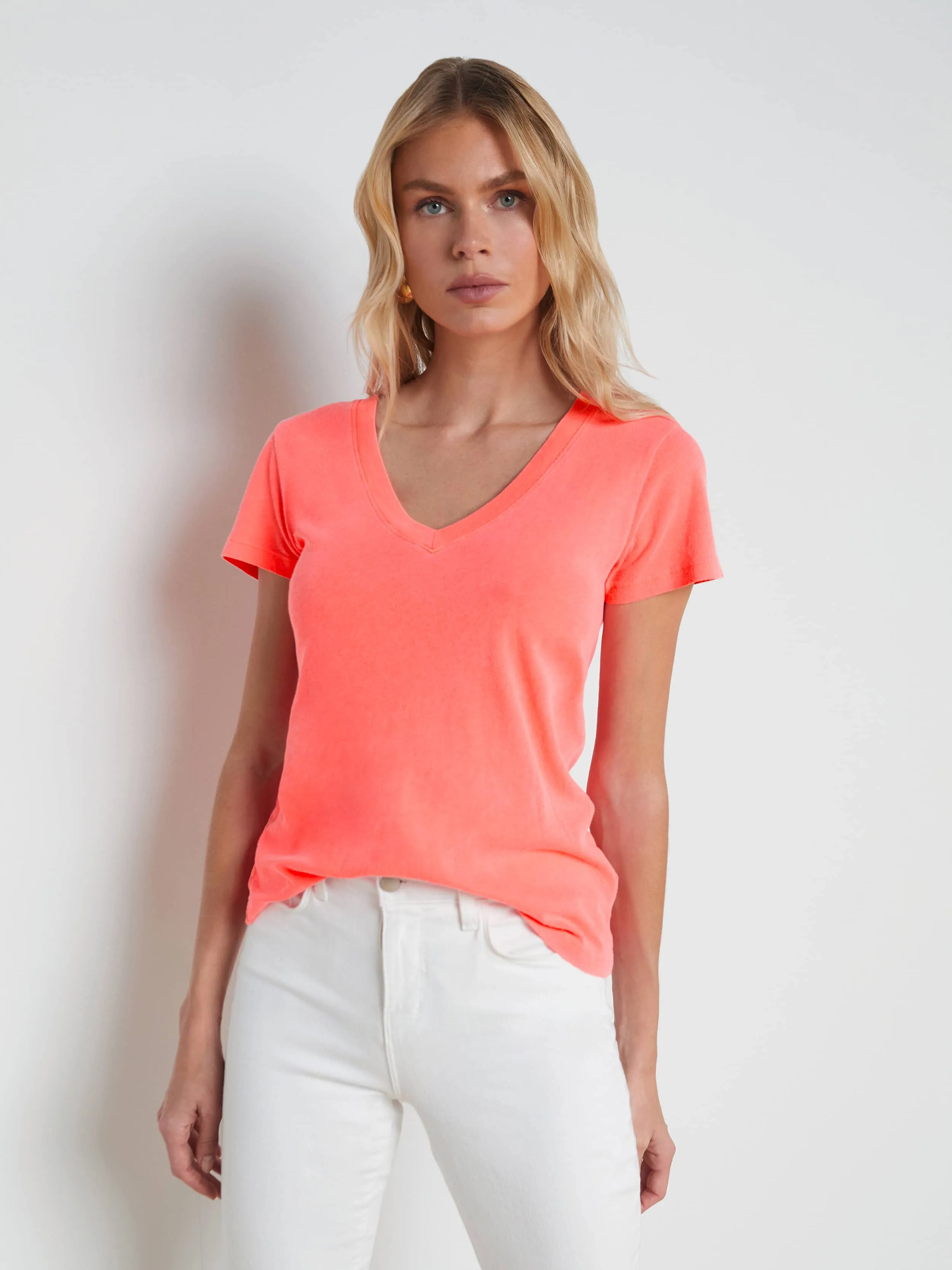Becca Cotton V-Neck Tee sold by L'AGENCE