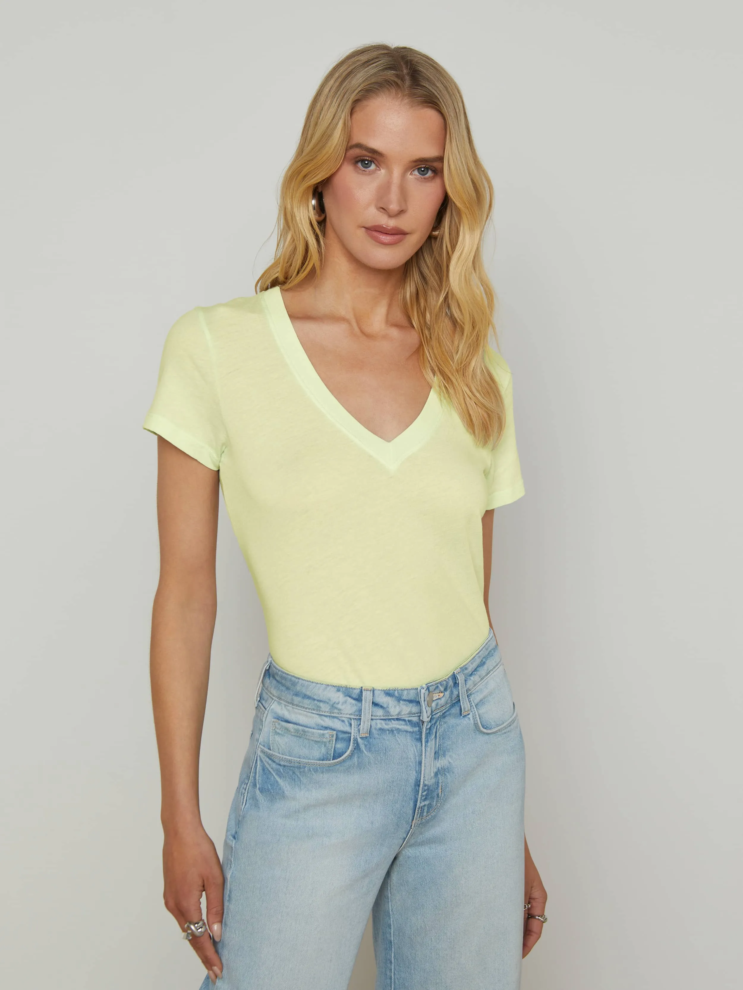 Becca Cotton V-Neck Tee sold by L'AGENCE