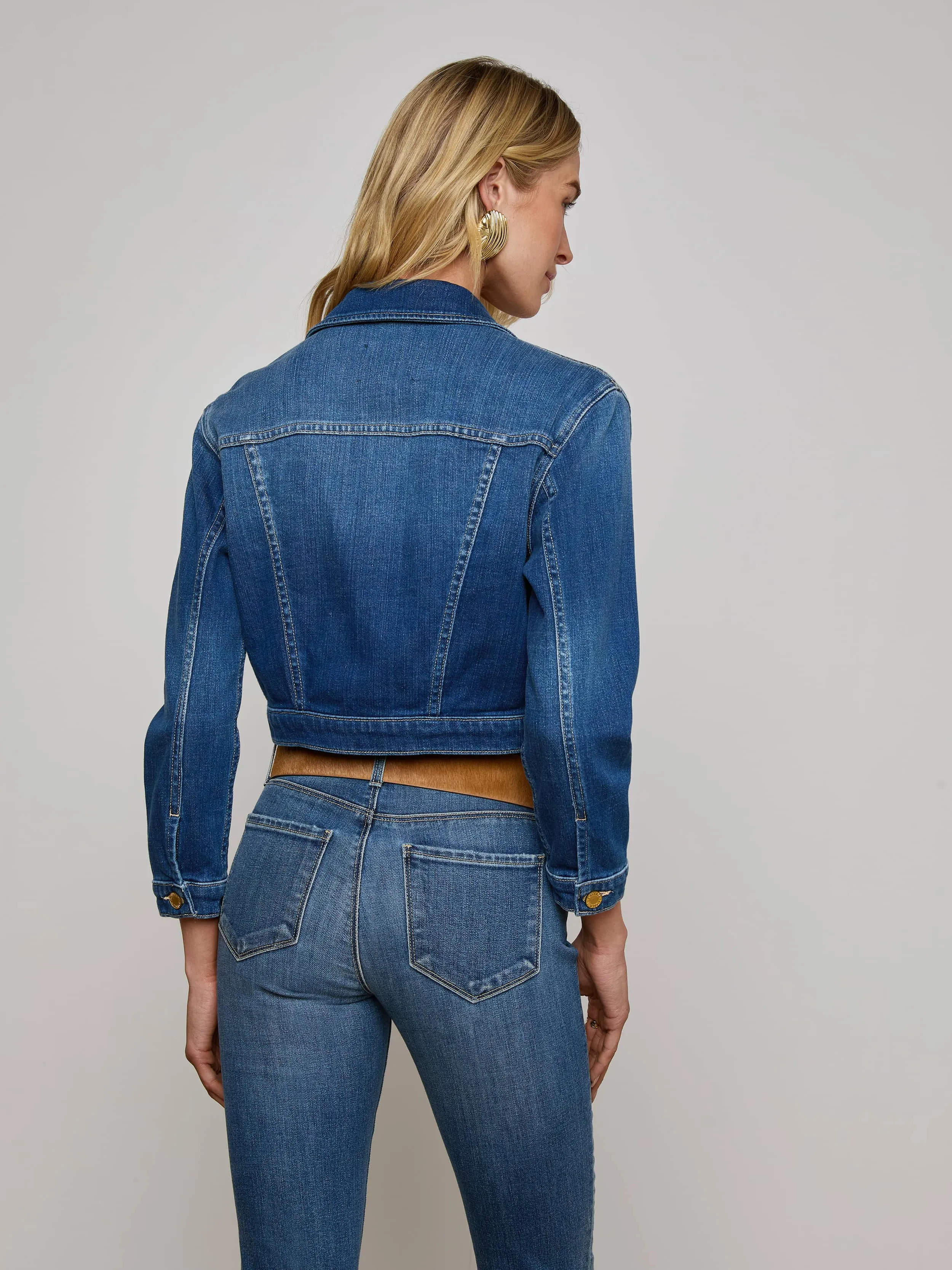 Koda Cropped Jean Jacket sold by L'AGENCE product image thumbnail 4
