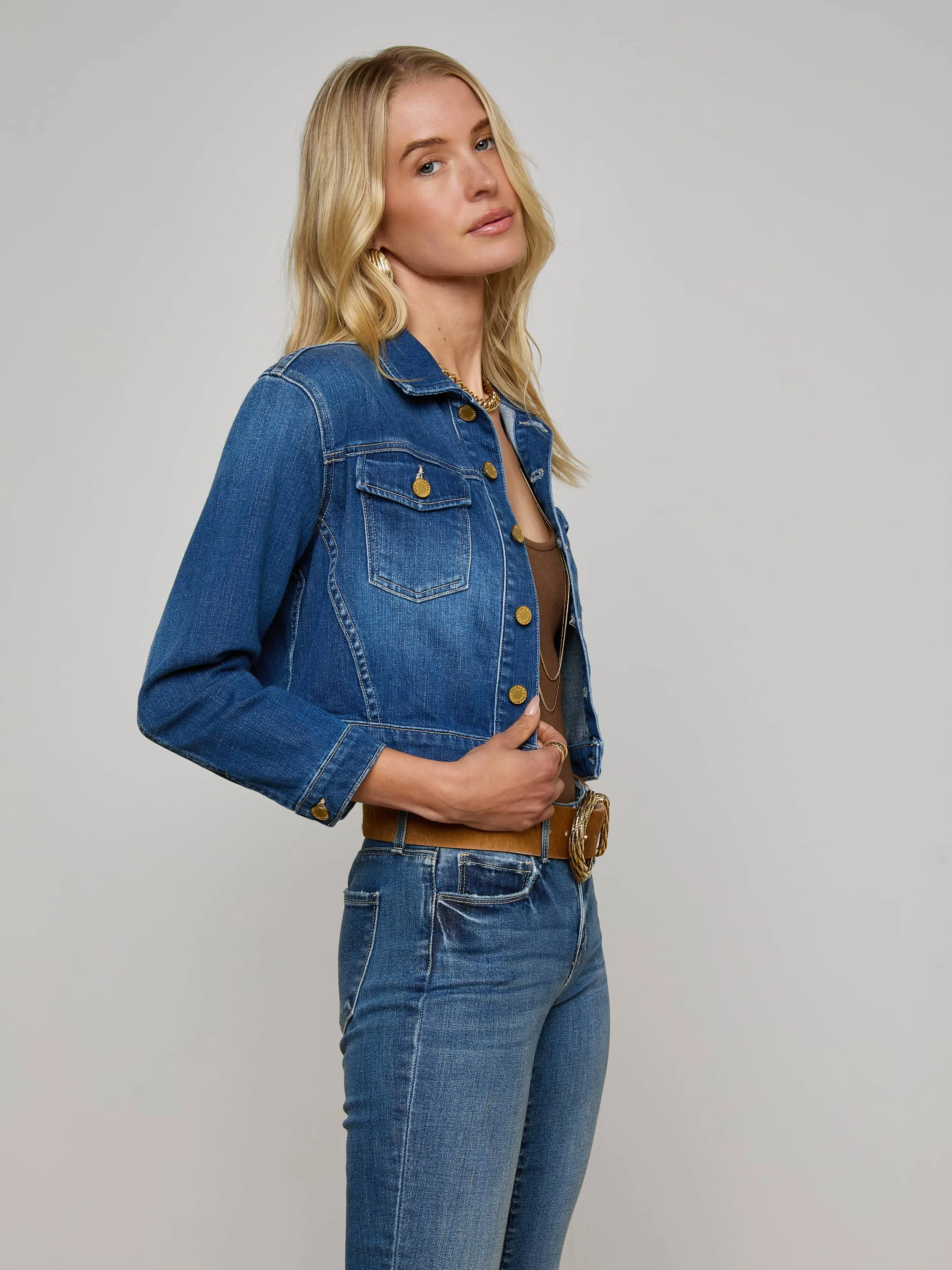 Koda Cropped Jean Jacket sold by L'AGENCE product image thumbnail 3