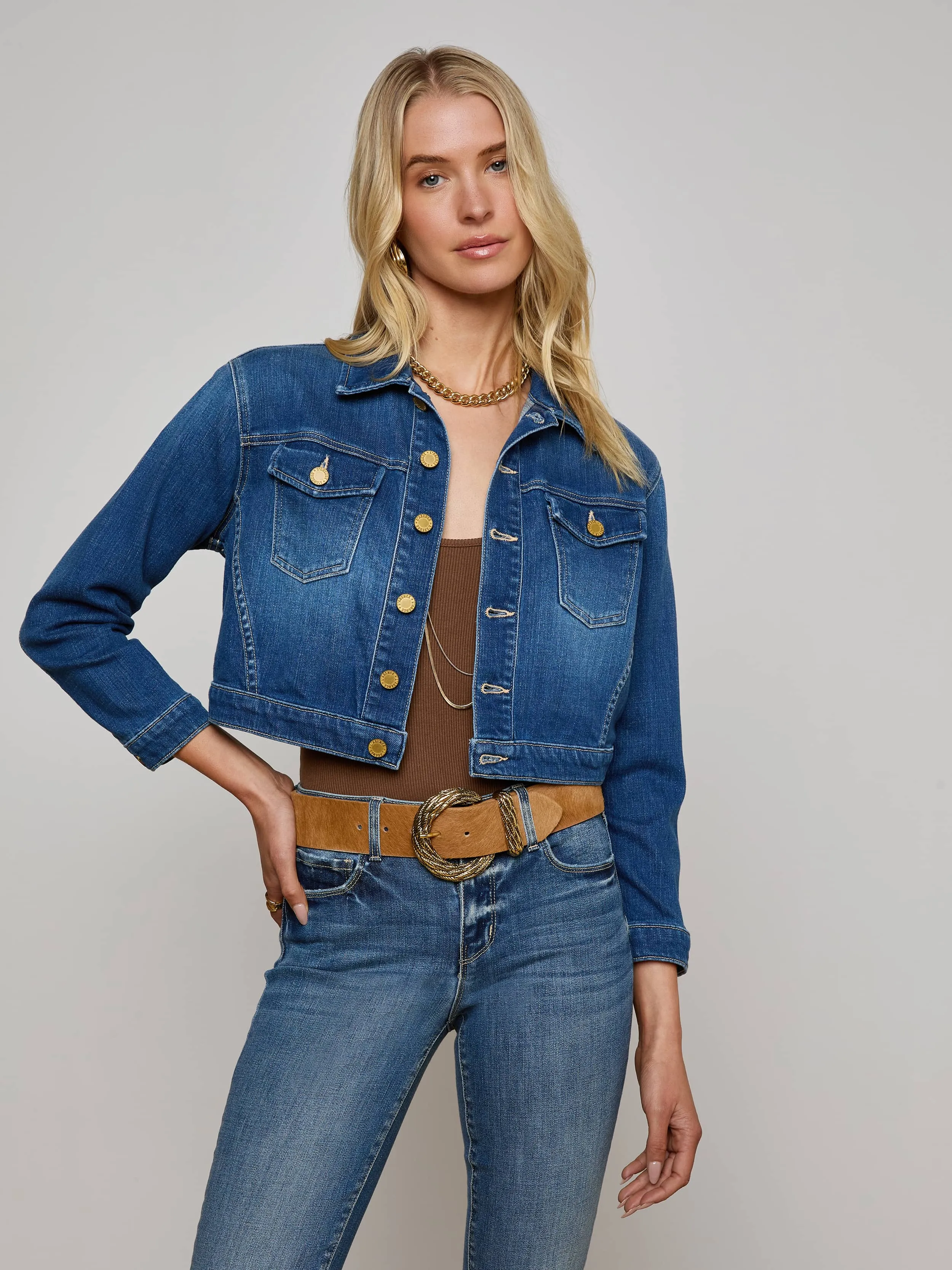 Koda Cropped Jean Jacket sold by L'AGENCE