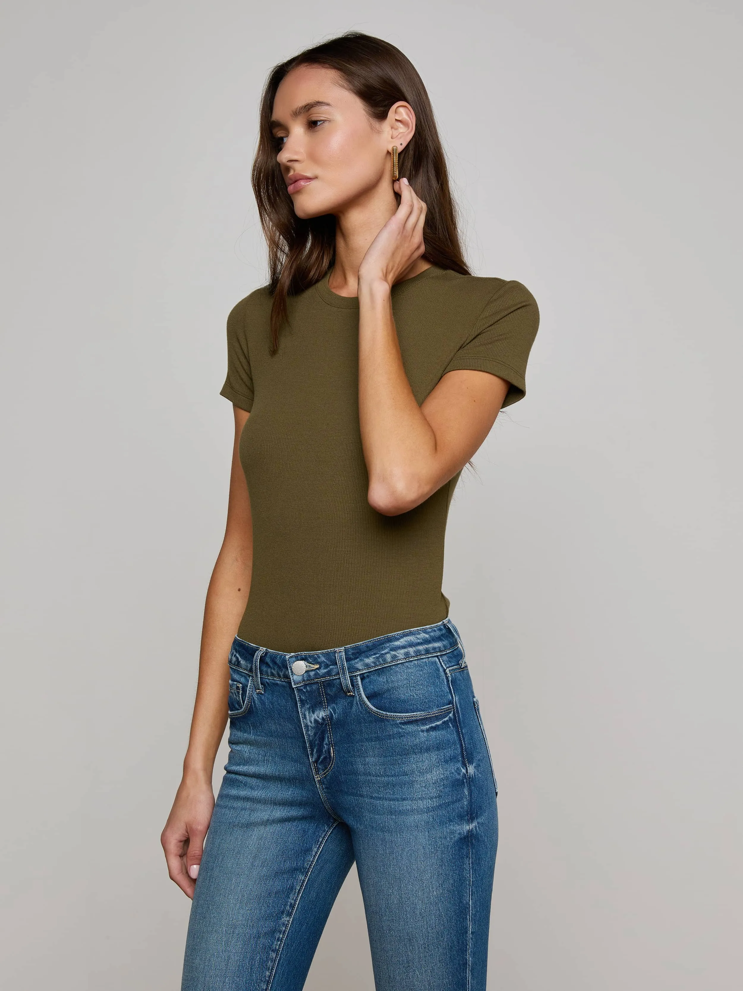 Ressi Micro-Rib Tee sold by L'AGENCE product image thumbnail 3