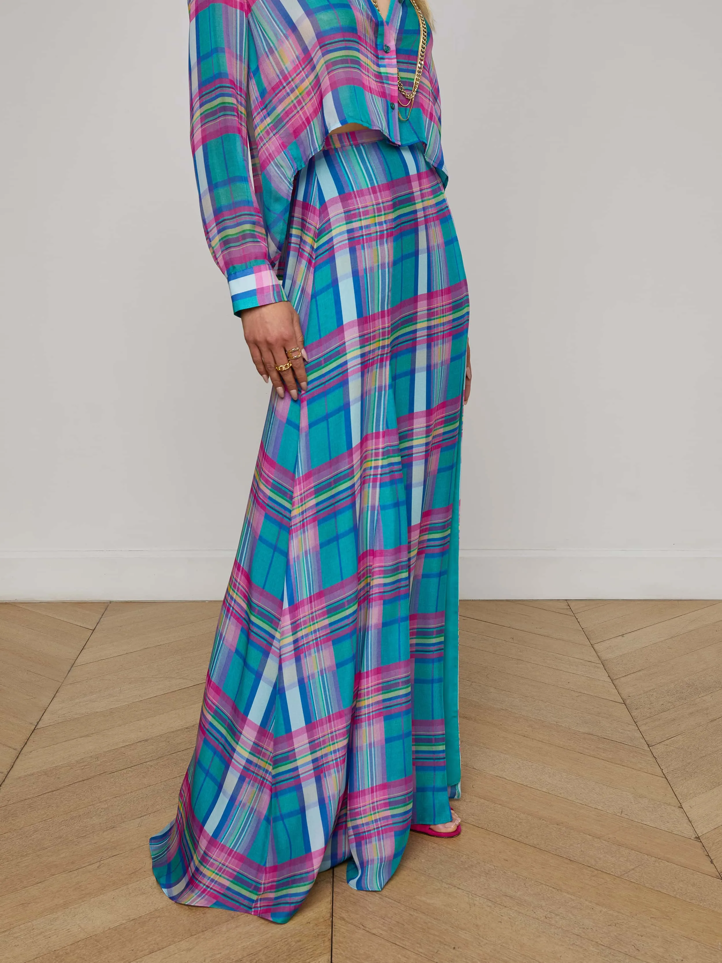 Patricia Plaid Maxi Skirt sold by L'AGENCE product image thumbnail 2