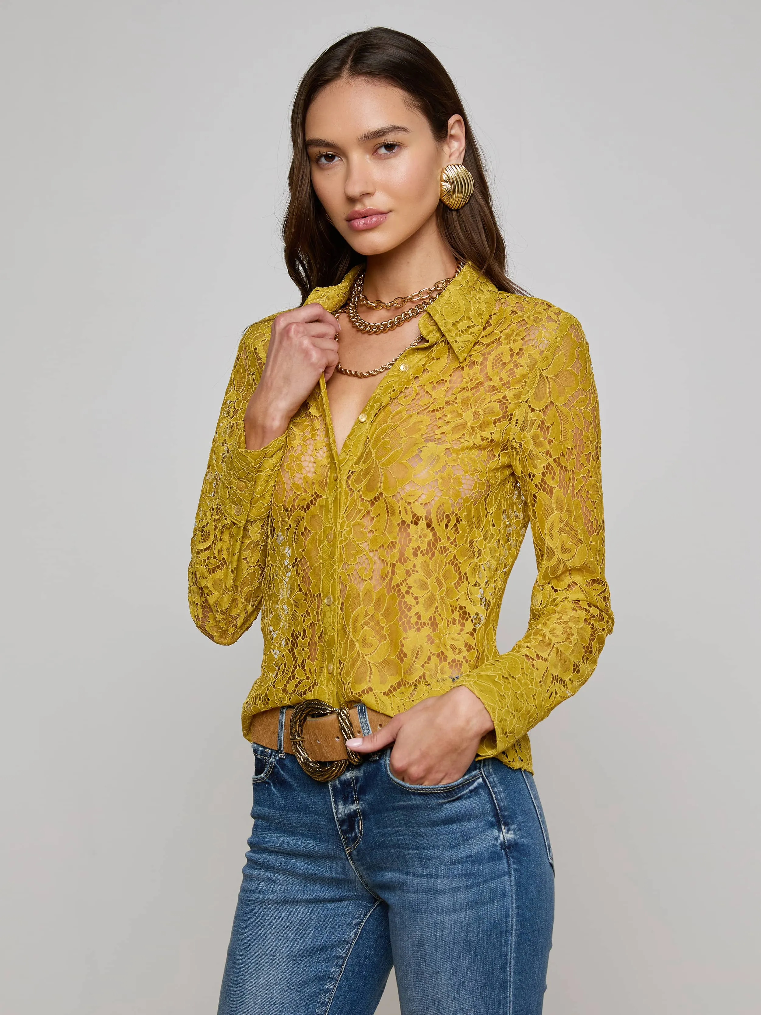 Maia Floral Lace Blouse sold by L'AGENCE product image thumbnail 3