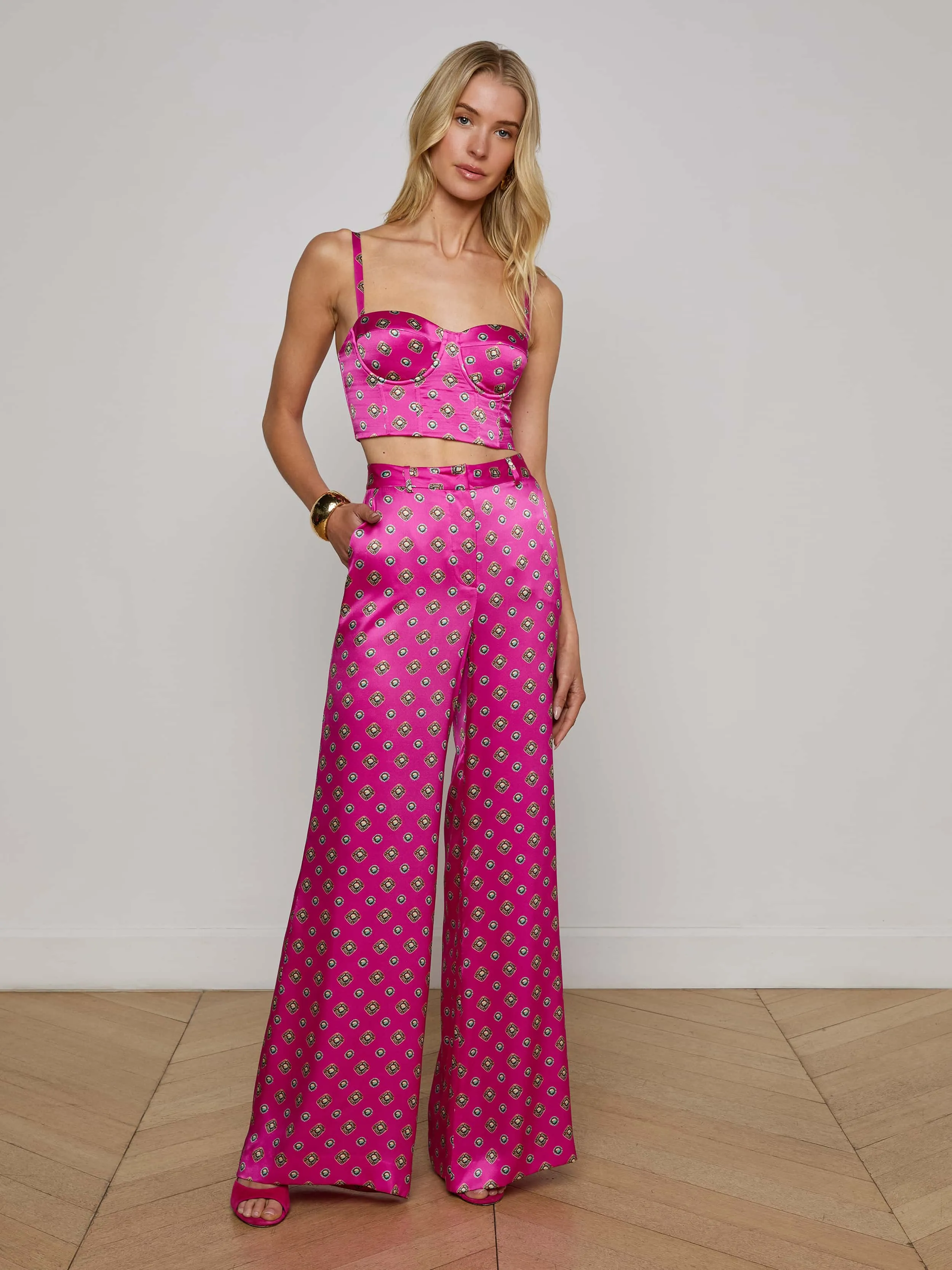 Pilar Silk Wide-Leg Pant sold by L'AGENCE product image thumbnail 4